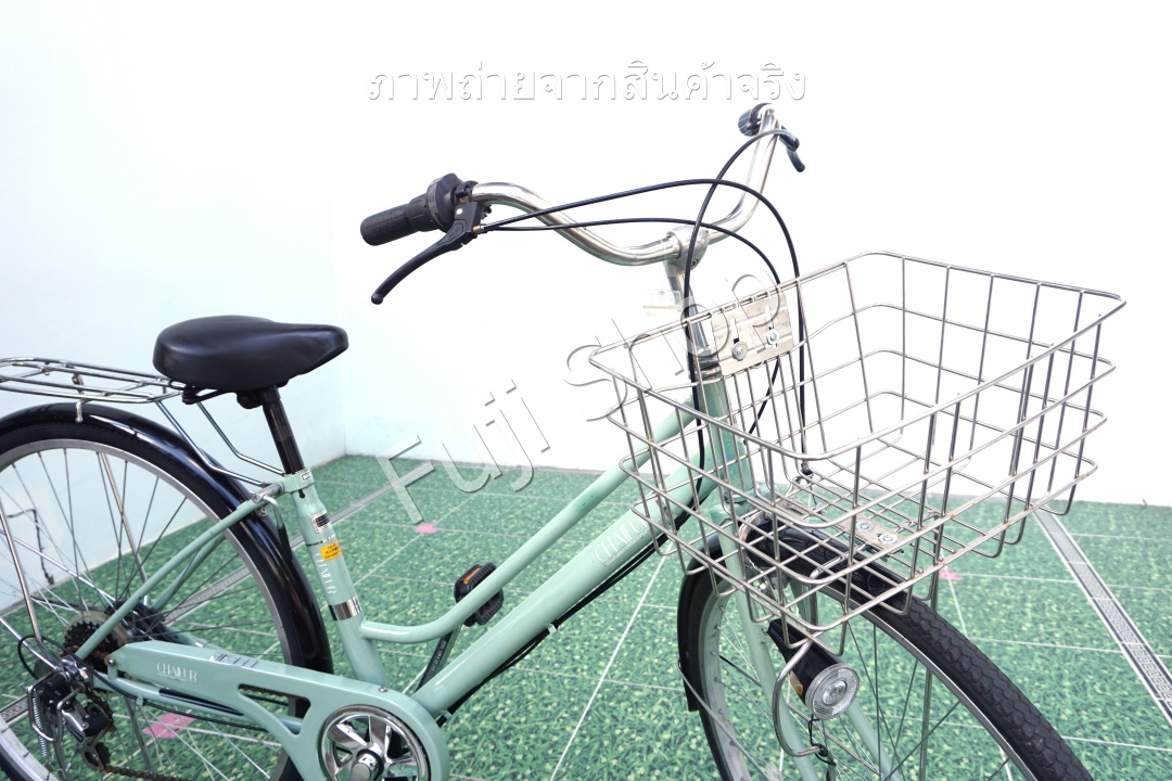 จักรยานแม่บ้านญี่ปุ่น - ล้อ 27 นิ้ว - เกียร์ 6 สปีด - ไฟหน้าอัตโนมัติ - สีเขียว [จักรยานมือสอง]