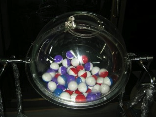 กล่องหมุนจับรางวัล ทรงกลม พร้อมชุดขาตั้งแสตนเลส