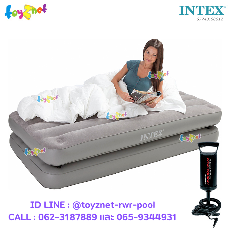 Intex 2-In-1 Airbed 3.5ft (Twin) 0.99x1.91x0.46 m no.67743 + DQI Air Pump