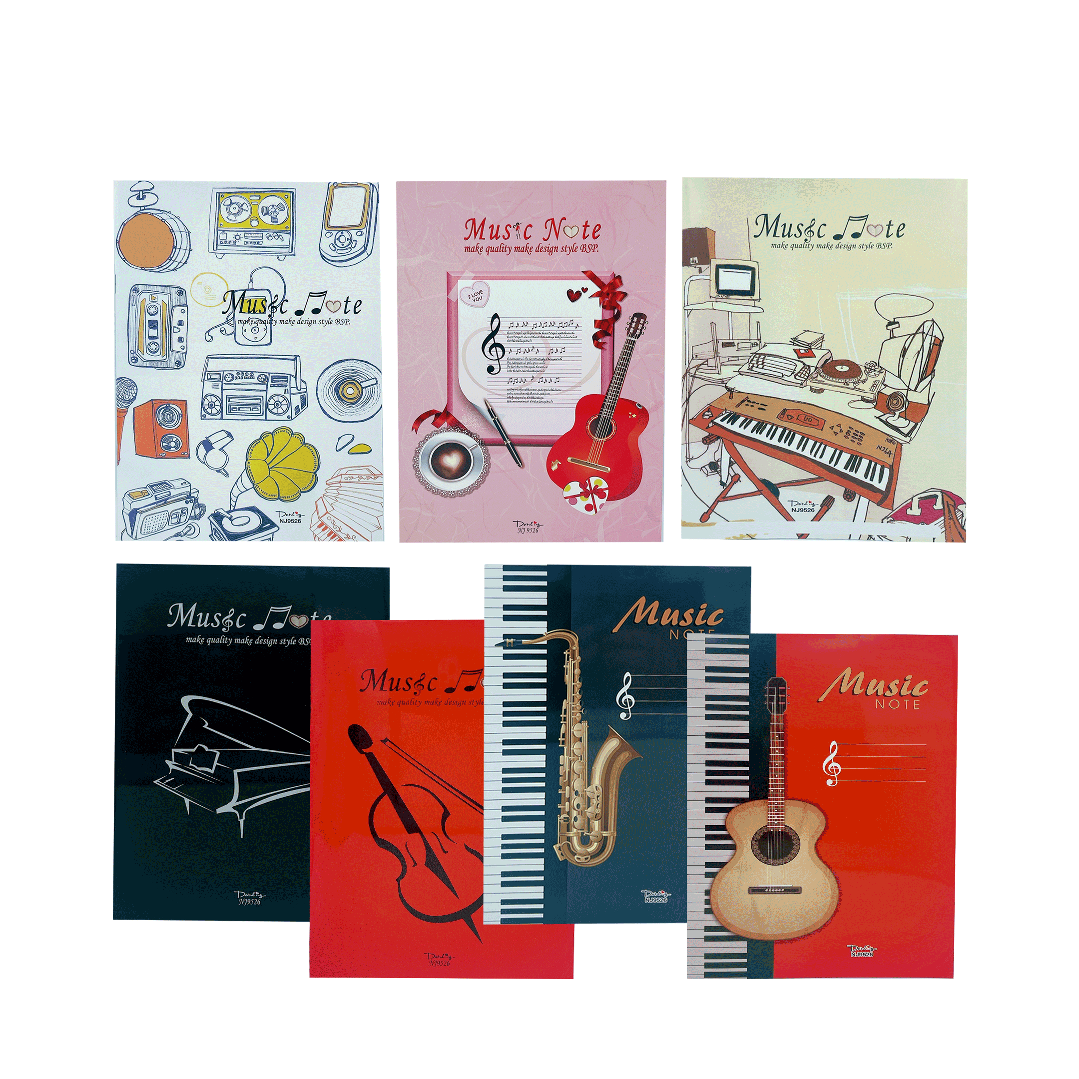 สมุดโน๊ตดนตรี ดาร์ลิ้ง Darling บรรทัด 5 เส้น กระดาษ 70 แกรม 24 แผ่นรวมปก รุ่น NJ9526 จำนวน 1 เล่ม (คละลาย)