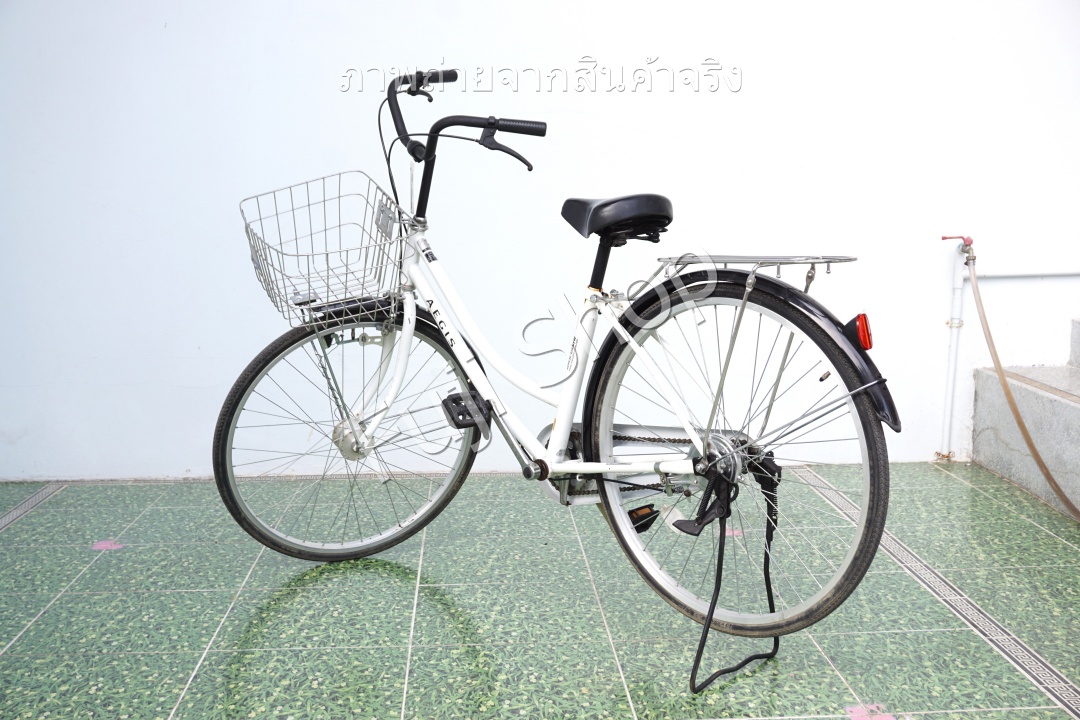 จักรยานแม่บ้านญี่ปุ่น - ล้อ 26 นิ้ว - ไม่มีเกียร์ - ไฟหน้าอัตโนมัติ - สีขาว [จักรยานมือสอง]