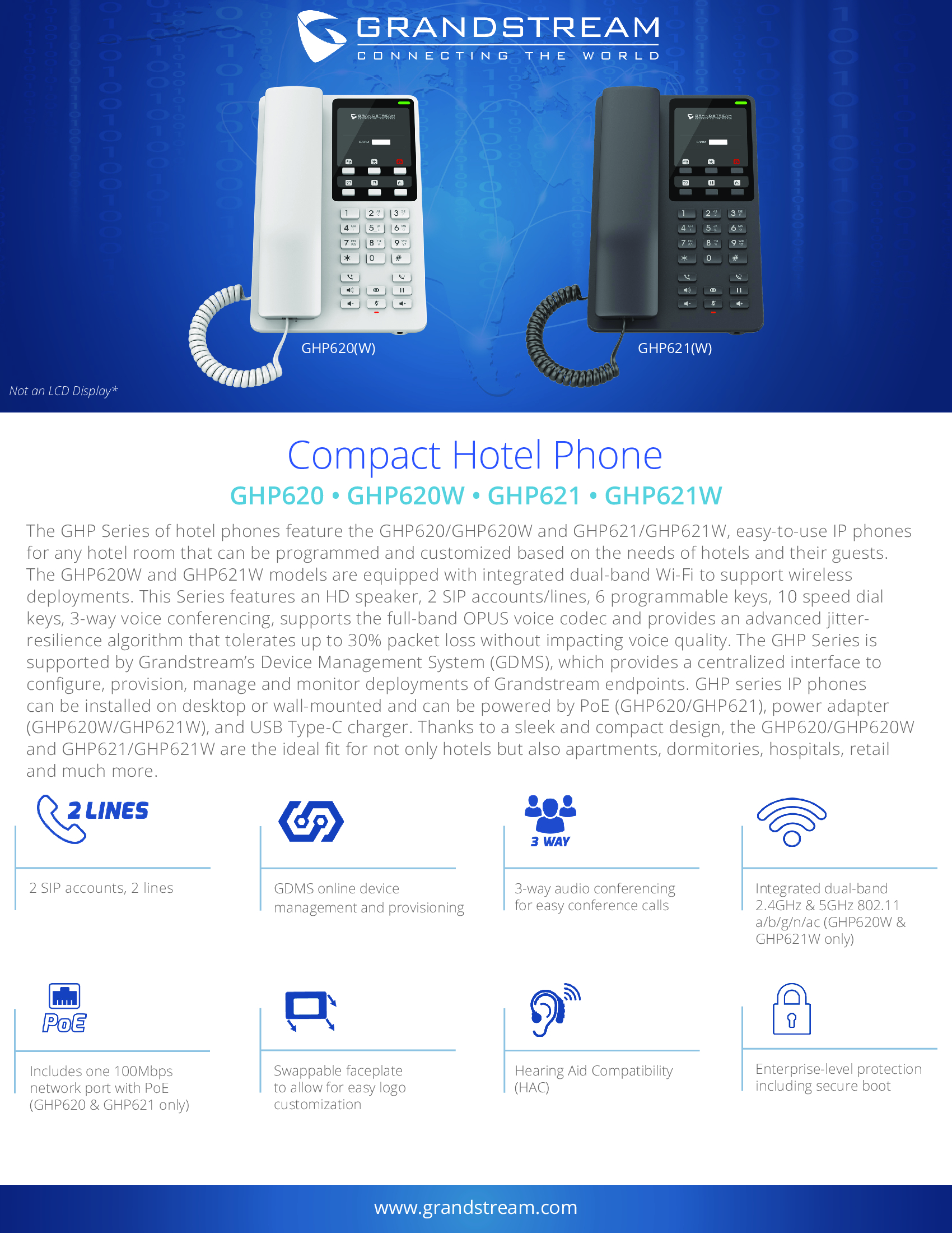 Grandstream GHP621 Hotel Phone