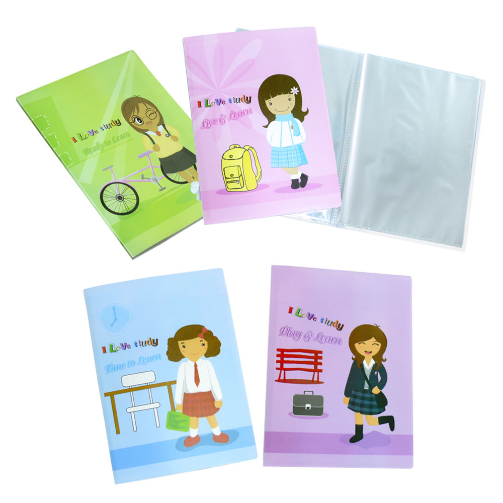 Display Books A4 20 Pockets with Printed Covers I Love Study Pattern