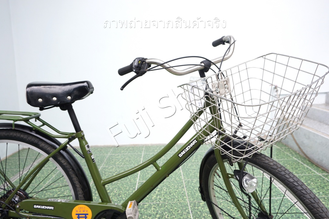 จักรยานแม่บ้านล้อโต ญี่ปุ่น - ล้อ 27.5x1.95 - เกียร์ 6 สปีด - ไฟหน้าอัตโนมัติ - Gakuchari - สีเขียว [จักรยานมือสอง]