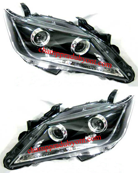 ไฟหน้าโปรเจคเตอร์ TOYOTA CAMRY 12-14 ดำ วงแหวน LED ยาว