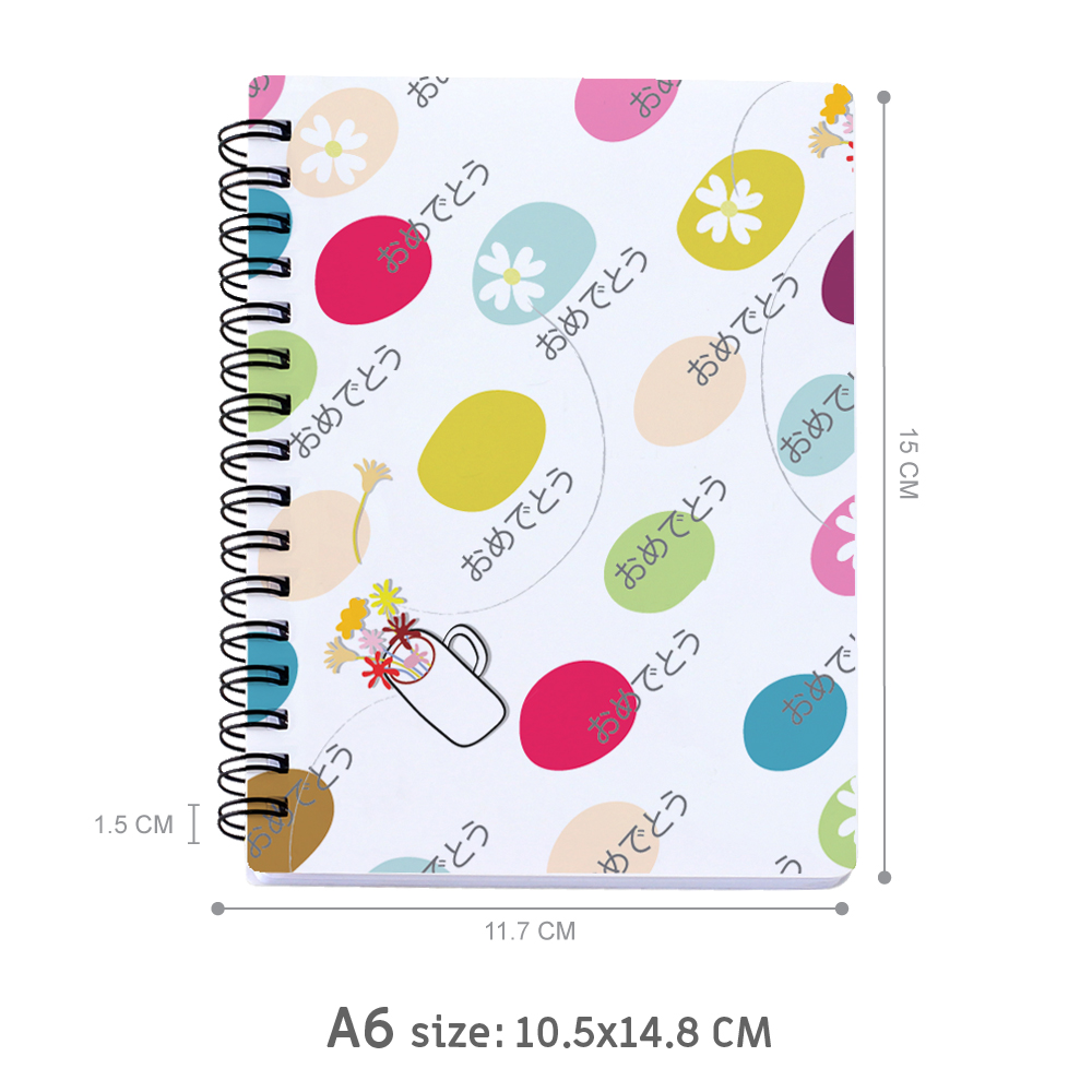 สมุดเขียน A6 สันลวด ปกพลาสติก ลายภาษาญี่ปุ่น