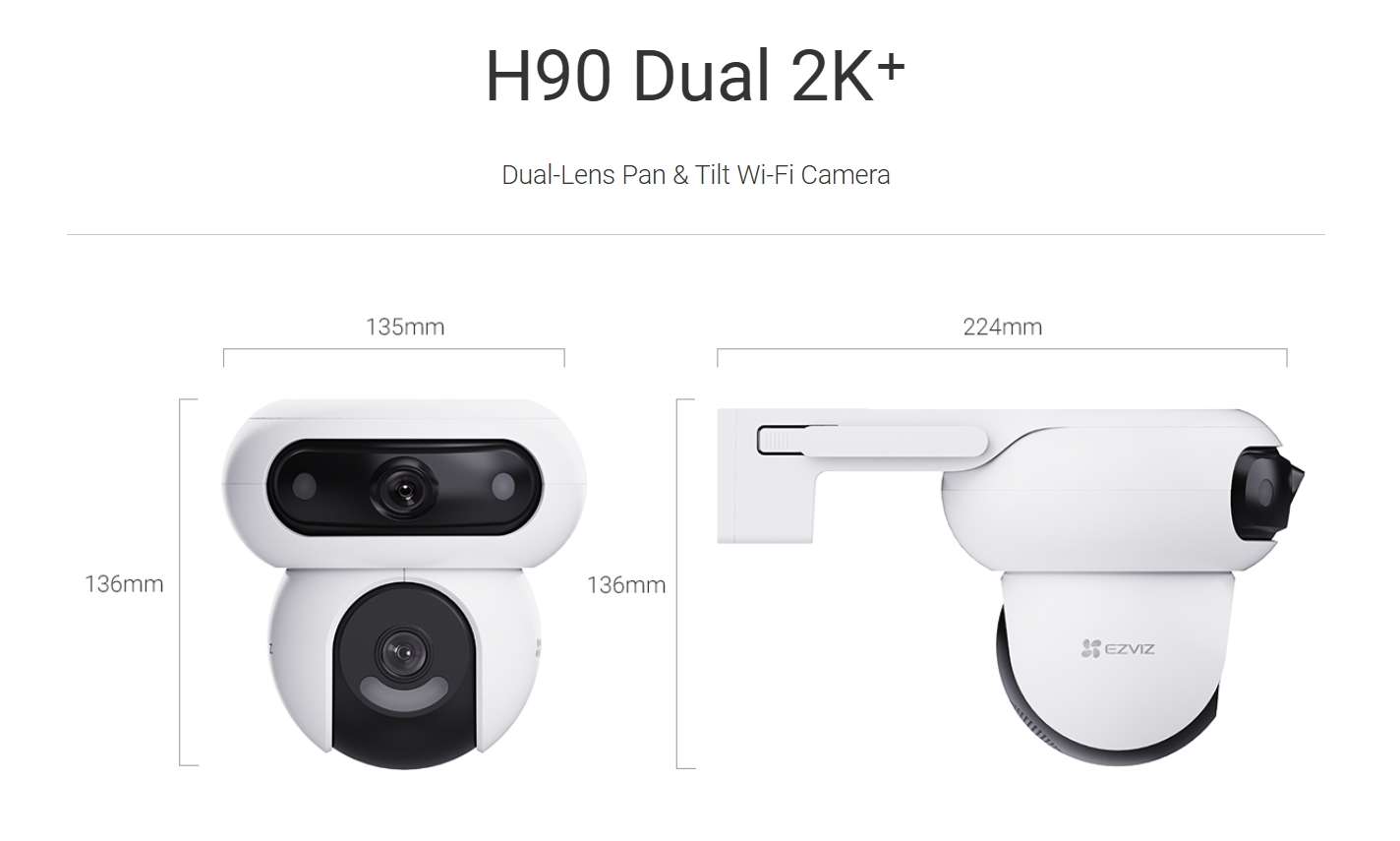 EZVIZ H90 Dual กล้องวงจรปิดระบบ IP WIFI ความละเอียด 2K+ & 2K+ DUAL LENS ภาพสี 24 ชม. มีไมค์และลำโพงในตัว ติดตั้งภายนอกได้ BY BILLIONAIRE SECURETECH EZVIZ H90 Dual