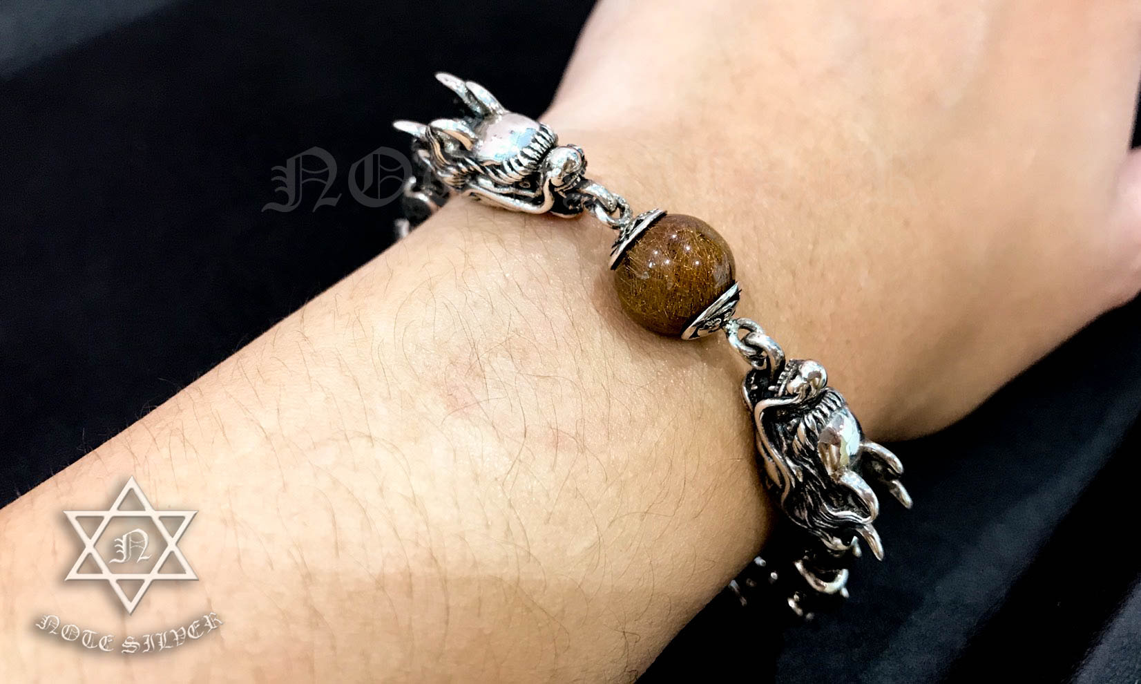 สร้อยข้อมือเงินแท้ มังกรคาบ ไหมจักรพรรดิ Sterling Silver 925 NSBL1826
