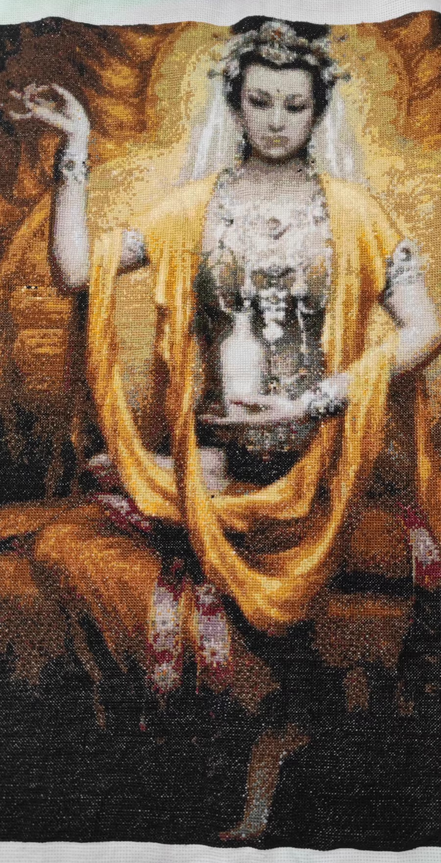 tep-1117 *สินค้าหมด* ชุดปักครอสติช ลายพระโพธิสัตว์กวนอิม (ปักเต็มผืนผ้า ไม่มีเดินเส้น ผ้า11CTพิมพ์ลาย ปัก 3 เส้นเล็ก)ขนาด 82*89 ซม.ผ้าครอสติช 11CTพิมพ์ลายปักเต็มลายผ้า+ไหมคอตตอน 43 สี ผังลาย เข็ม