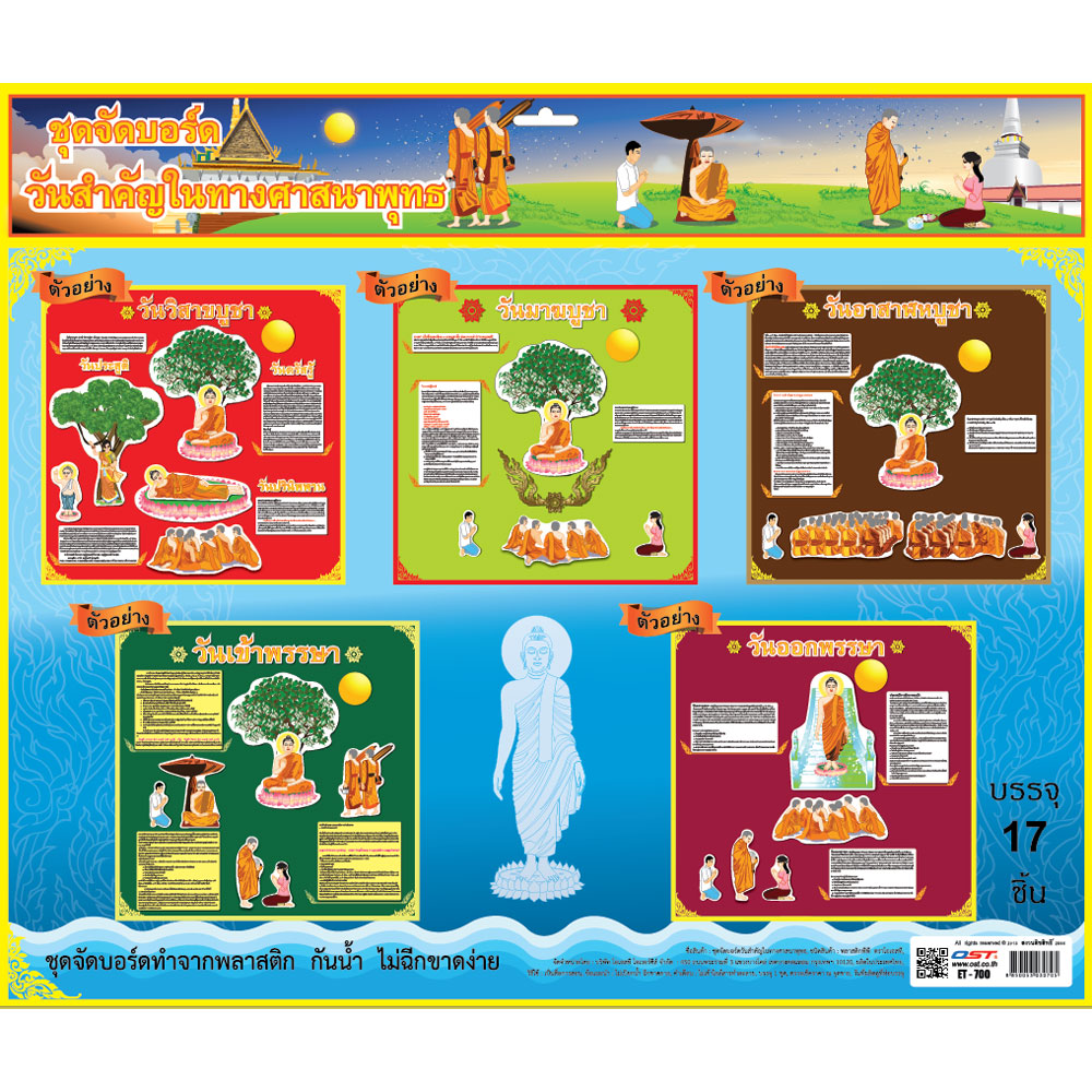 ซองบรรจุชุดจัดบอร์ด วันสำคัญในทางศาสนาพุทธ 17ชิ้น ET-700