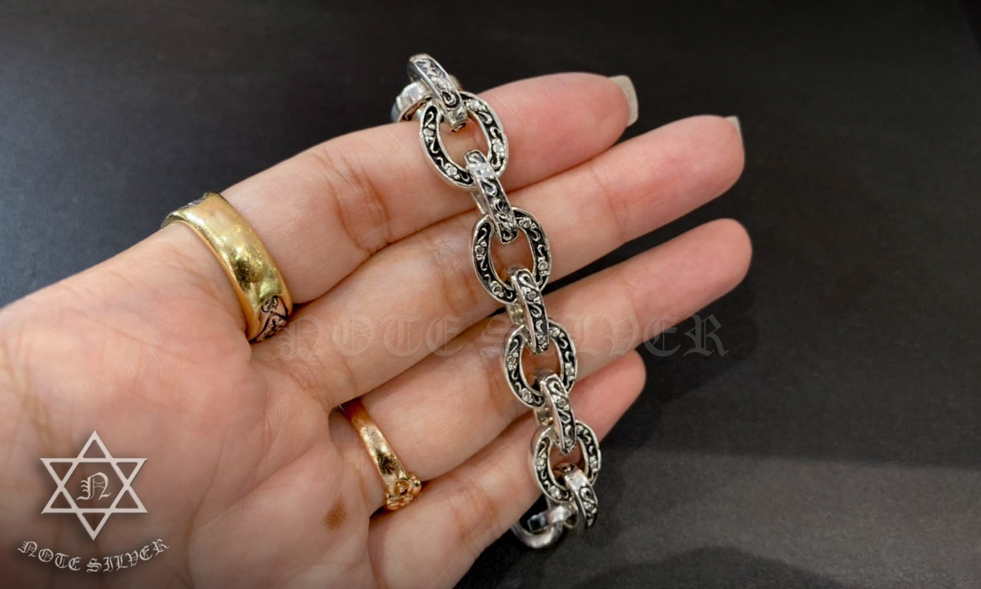 สร้อยข้อมือ โซ่กราฟฟิก ล็อค T-Bar Sterling Silver 925 NSBL1698