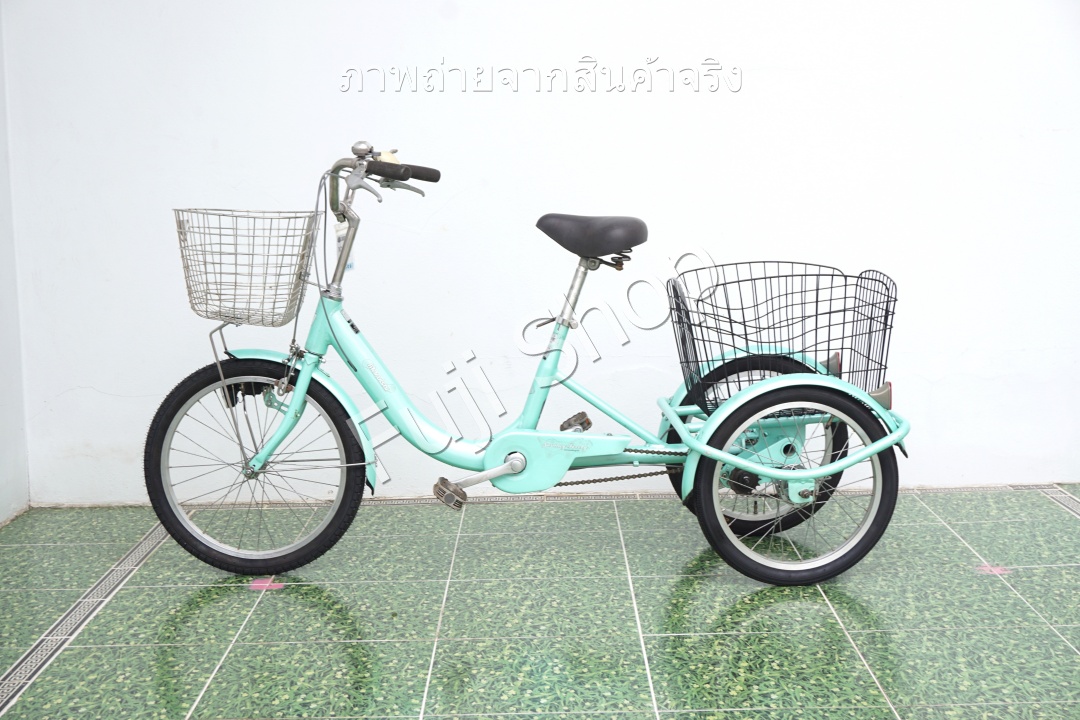 จักรยานสามล้อญี่ปุ่น - ล้อ 20/18 นิ้ว - มีเกียร์ - อลูมิเนียม - Maruishi - สีเขียว [จักรยานมือสอง]