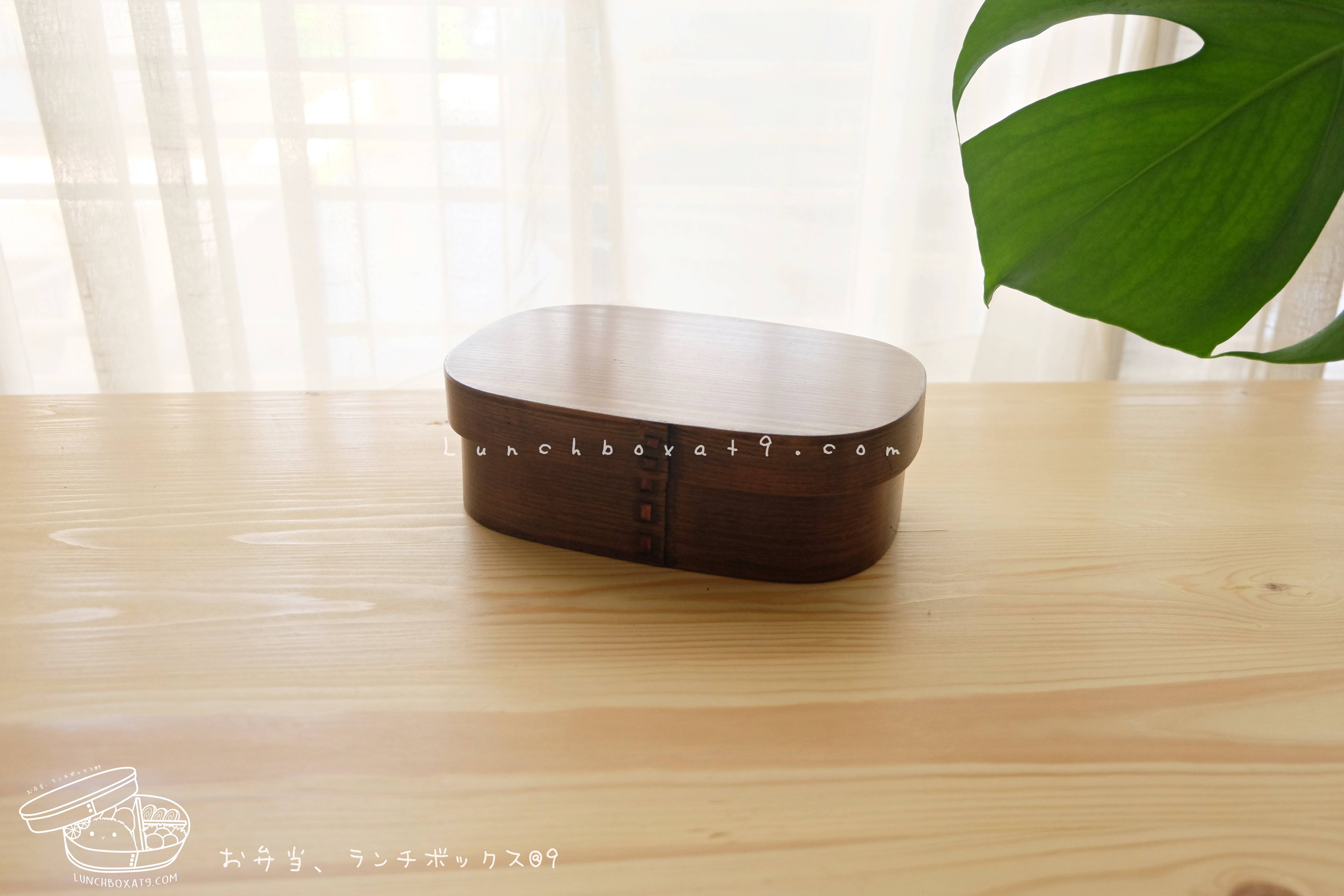 Portable Lacquered bending magewappa bento box กล่องข้าวญี่ปุ่นวงรีเหลี่ยมสีไม้คลาสสิค 1 ชั้น