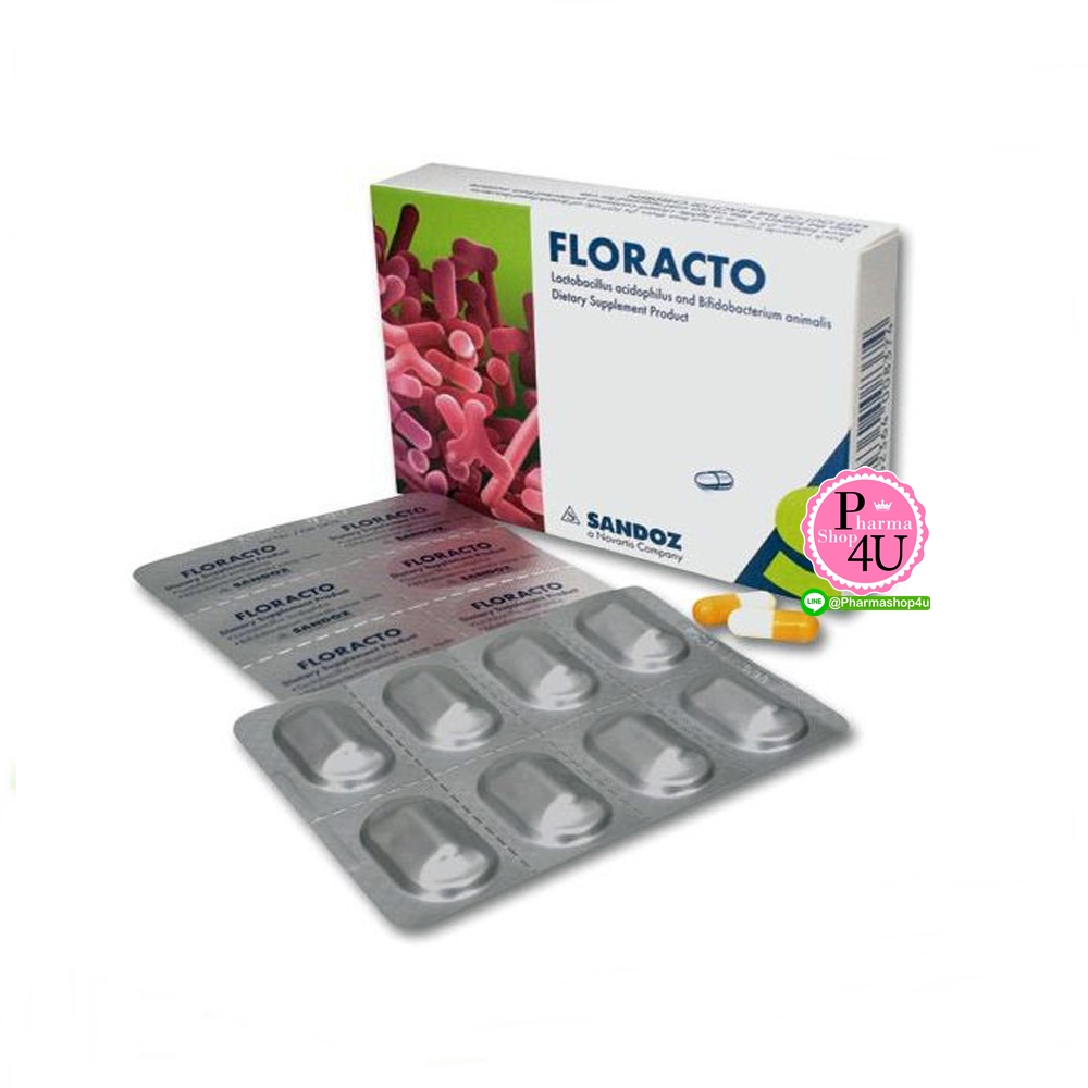 Floracto จาก Sandoz 14แคปซูล โปรไบโอติก จุลินทรีย์มีประโยชน์ เพื่อสุขภาพที่ดีกว่าด้วยสูตร Synbiotic