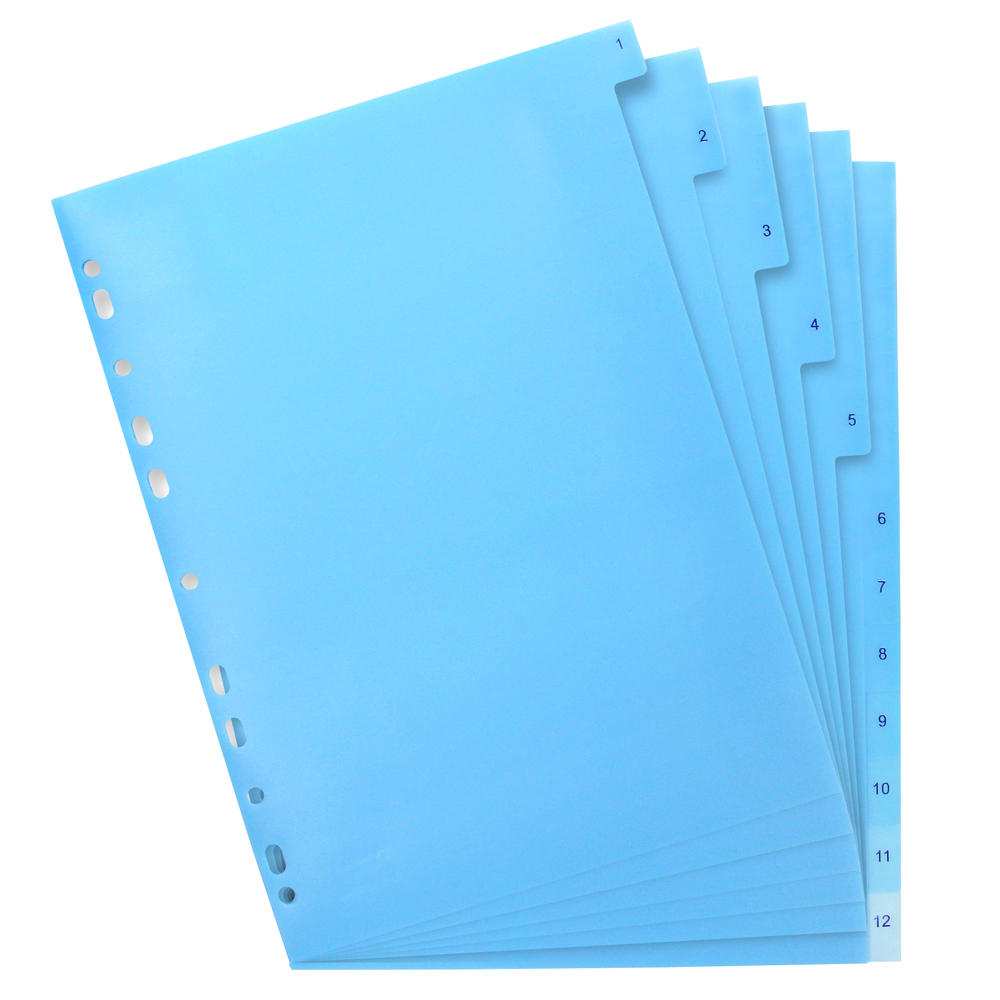 อินเด็กซ์พลาสติก คั่นเอกสาร A4 12 หยักก้าน DX-352 พิมพ์ 1-12