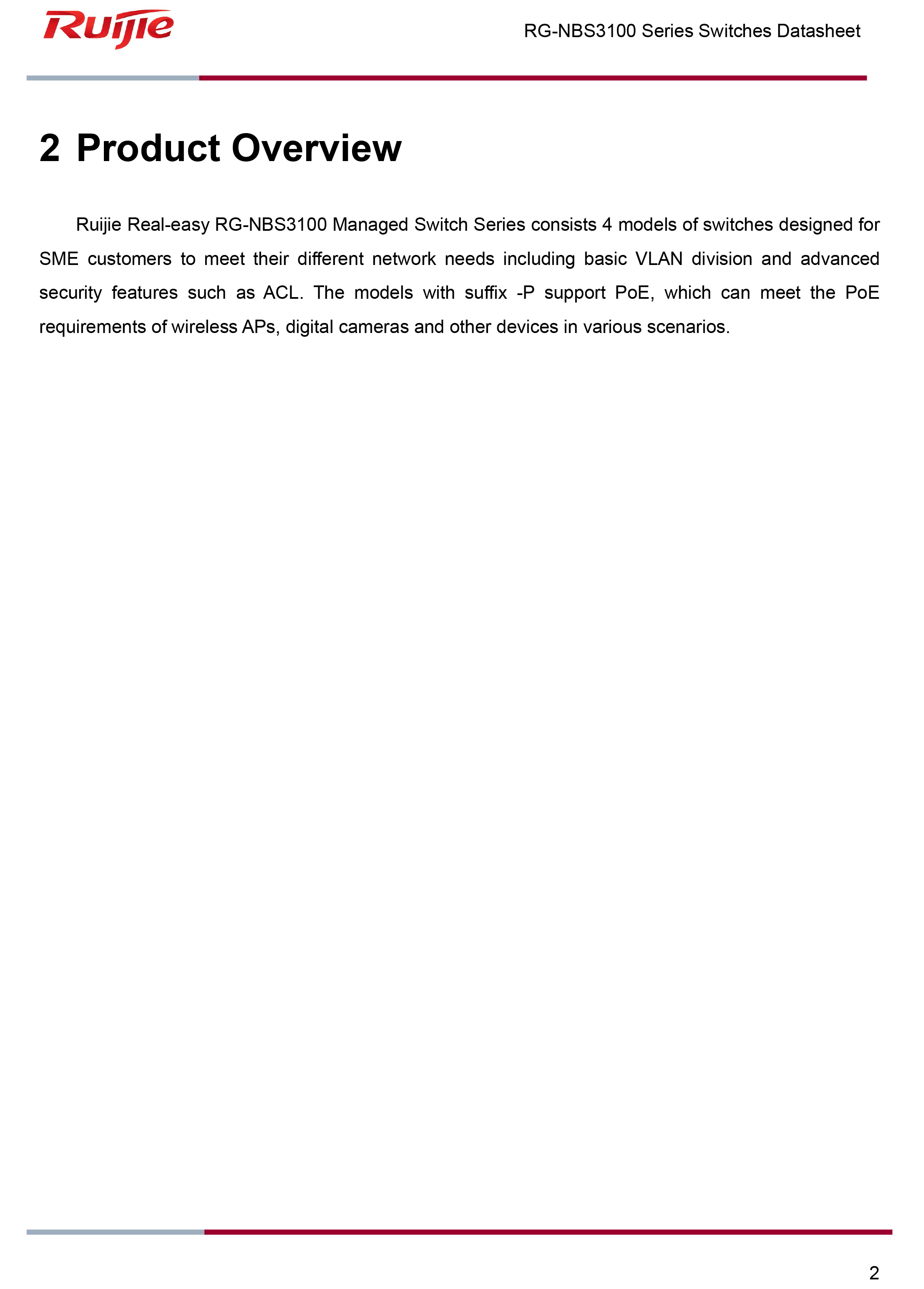 RUIJIE RG-NBS3100-8GT2SFP / 10 Port Gigabit Cloud Manage Switch Layer 2, 8 Port Gigabit + 2 Port SFP BY BILLIONAIRE SECURETECH RG-NBS3100-8GT2SFP