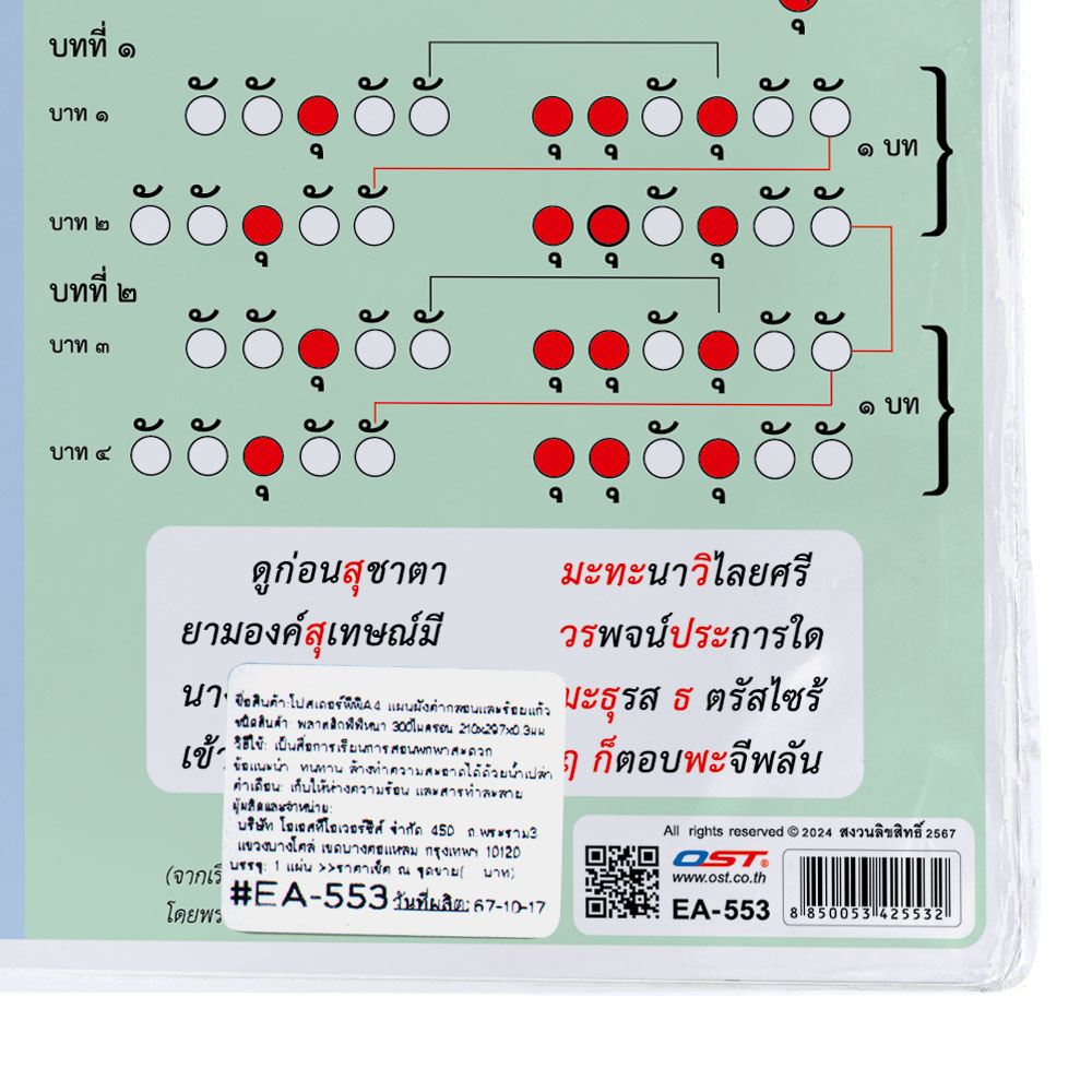 สคบ.โปสเตอร์พลาสติก ความรู้เรื่่องฉันทลักษณ์ บทร้อยกรอง ขนาด A4 EA-553