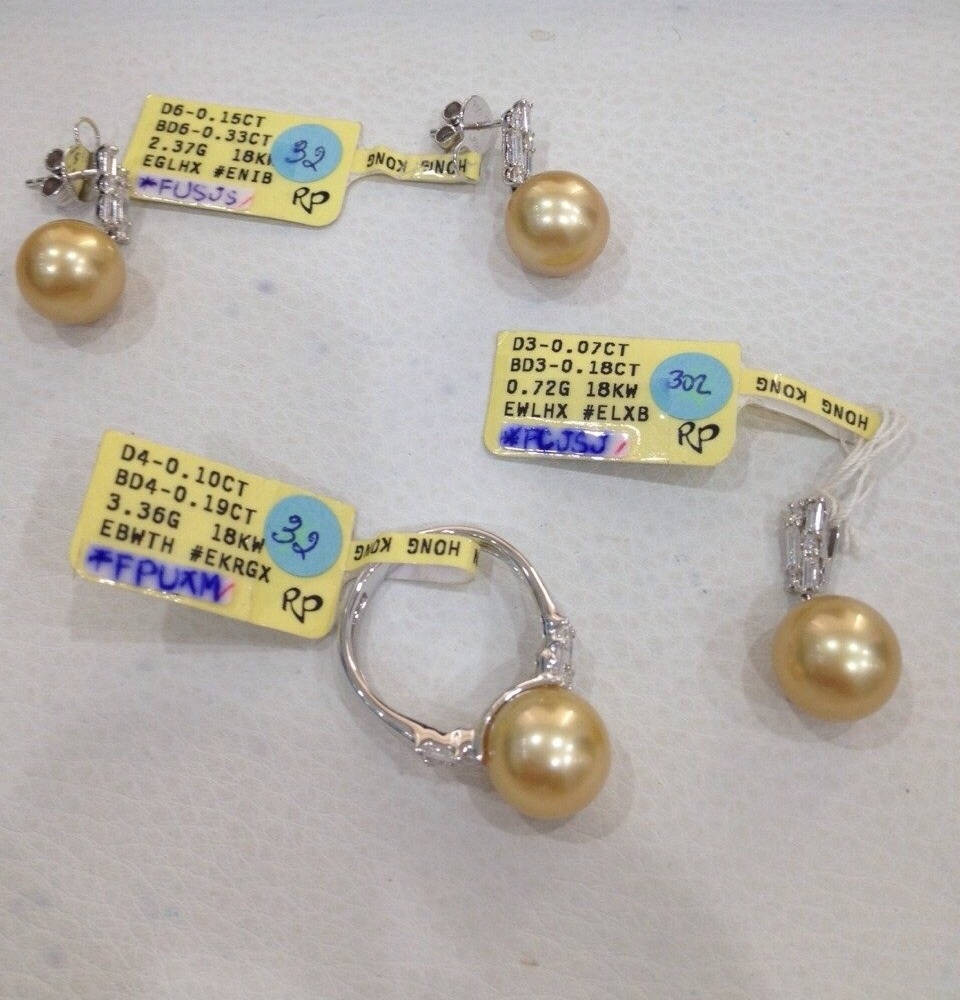 เซ็ตไข่มุก south sea 10-11 มิล ตัวเรือน 18k สีทอง เพชรแท้ น้ำ 97 เกรด AAA