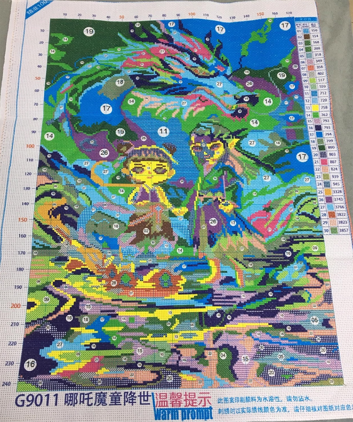 nezha-1003 *สินค้าหมด* ชุดปักครอสติช ลายนาจา เกิดอีกครั้งก็ยังเทพ (ปักเต็มผืนผ้า ไม่มีเดินเส้น ผ้า11CTพิมพ์ลาย ปัก 3 เส้นเล็ก) ขนาด 50*70 ซม.ผ้าครอสติช 11CTพิมพ์ลายปักบนผ้า ไหมคอตตอน 30 สี ผังลาย เข็ม