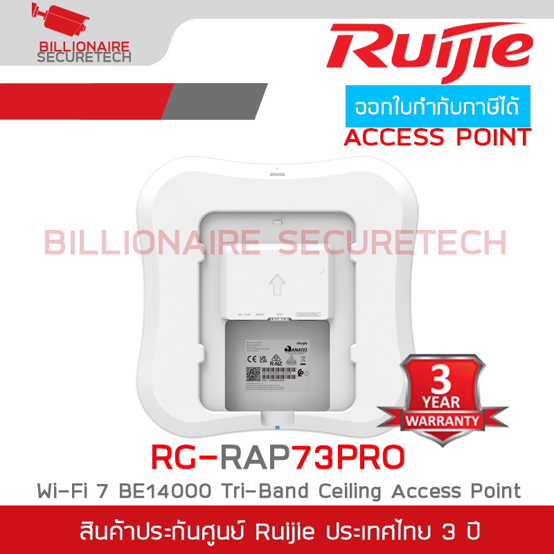 RUIJIE RG-RAP73Pro, Wi-Fi 7 BE14000 Tri-Band Ceiling Access Point, SFP+,High-Density BY BILLIONAIRE SECURETECH RG-RAP73Pro