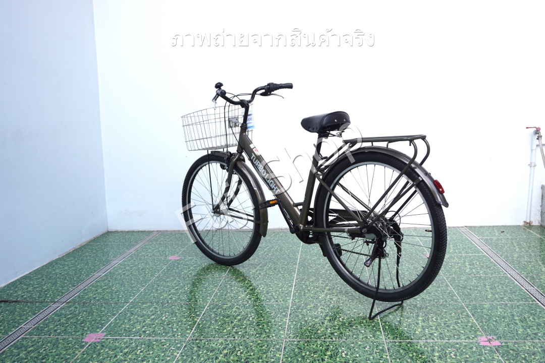จักรยานแม่บ้านล้อโต ญี่ปุ่น - ล้อ 27.5x1.95 - เกียร์ 6 สปีด - อลูมิเนียม - ไฟหน้าอัตโนมัติ - Turbo Light - สีน้ำตาล [จักรยานมือสอง]