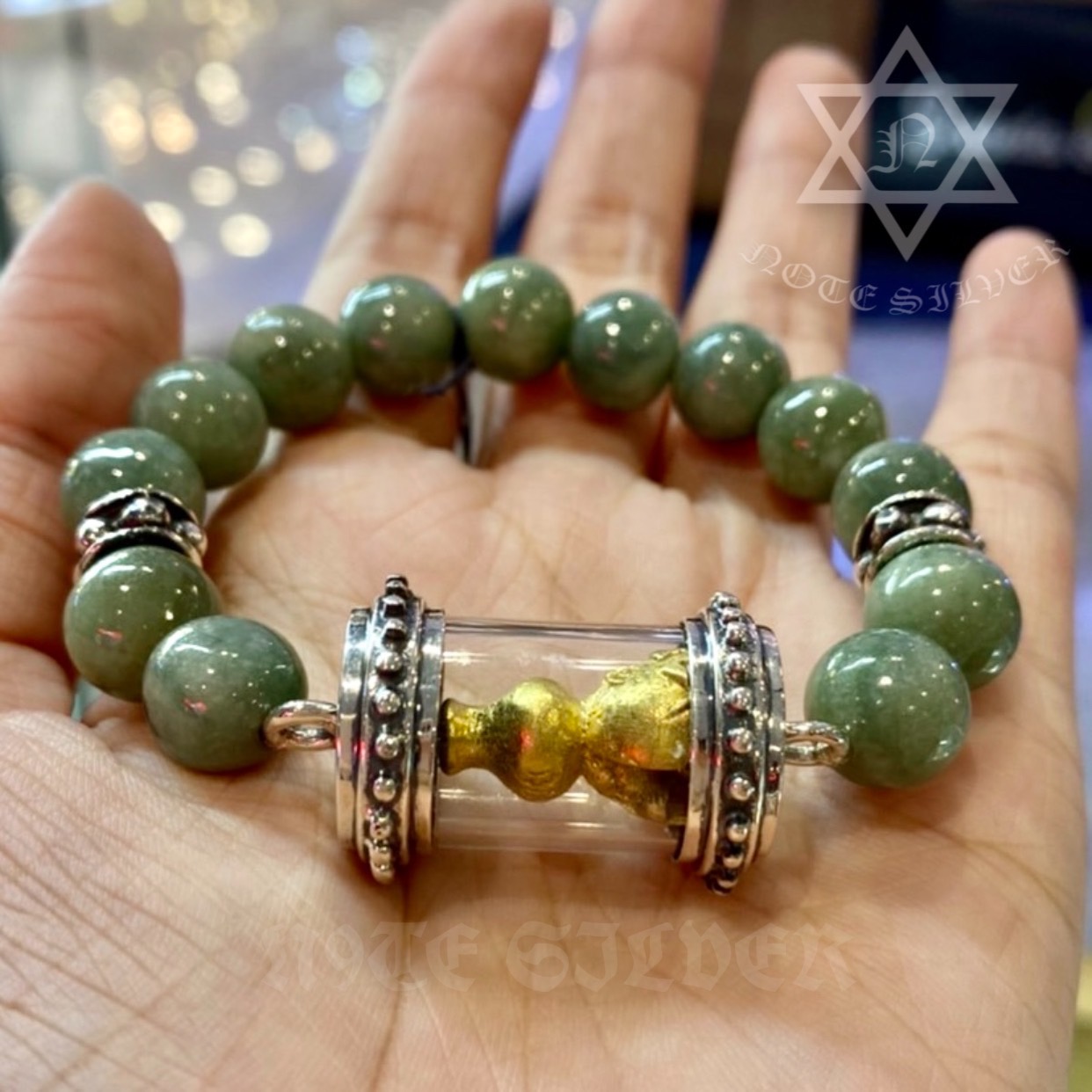 น้ำเต้าดูดทรัพย์ รุ่นแรก ไอ้ส้มฉุน วัดทรงเสวย พร้อมหลอดตะกรุดเงินแท้ Sterling Silver 925 NSPD2852