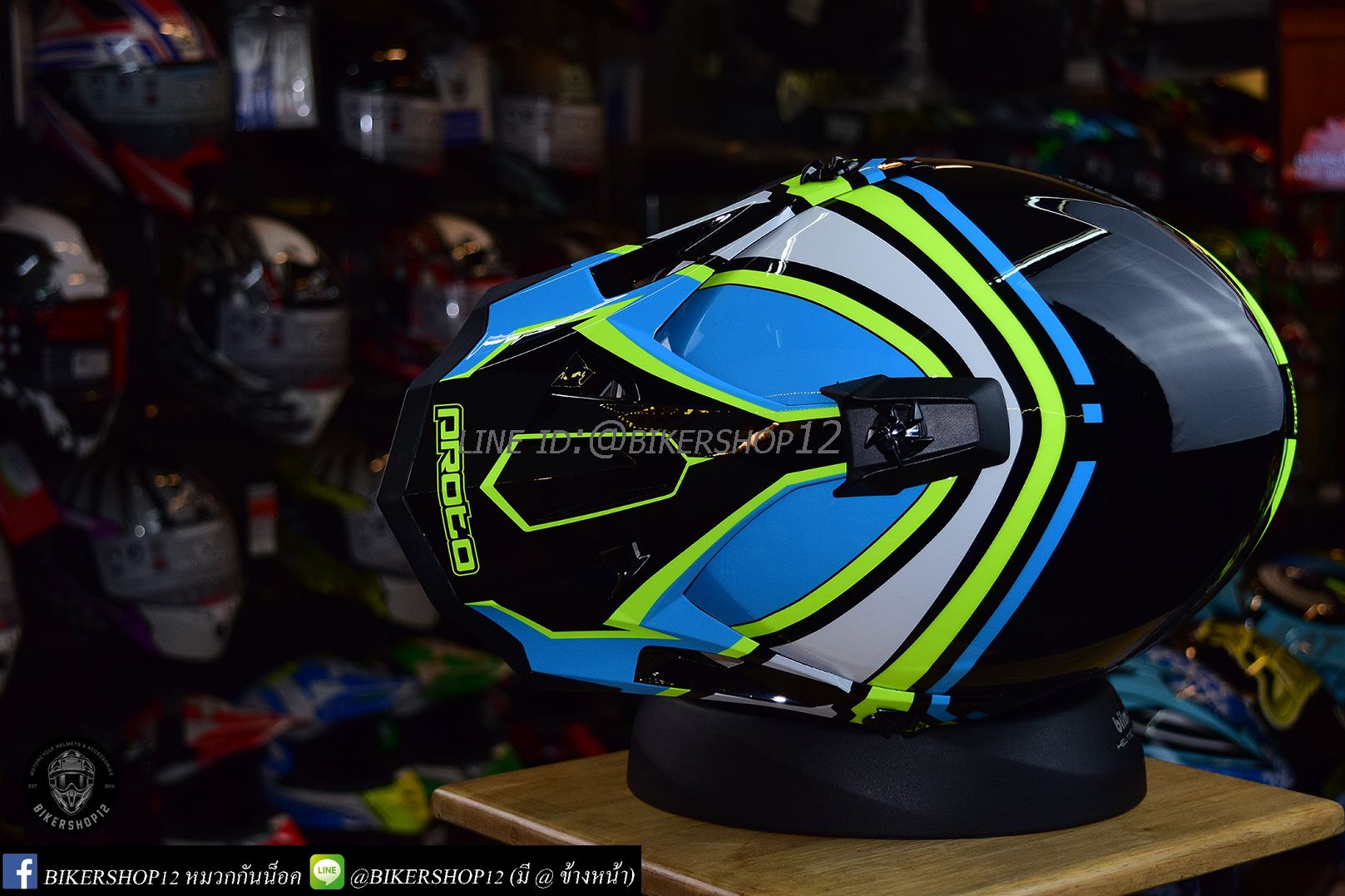 หมวกกันน็อควิบาก Index รุ่น PROTO สีขาว-เขียว-ฟ้า