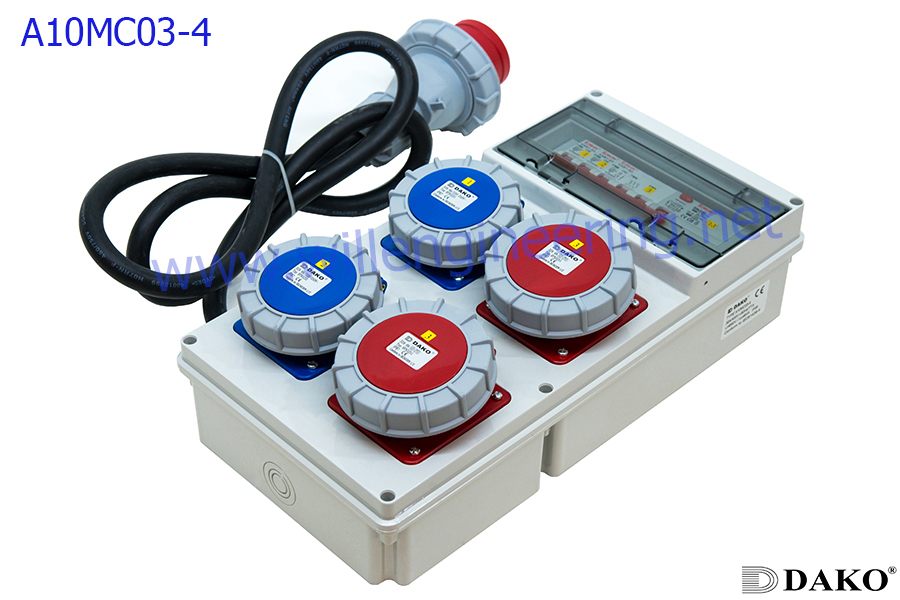 A10MC03-4 กล่องปลั๊กกระจายไฟ 32A 3P=2, 32A 5P=2 IP67 Slope outlet
