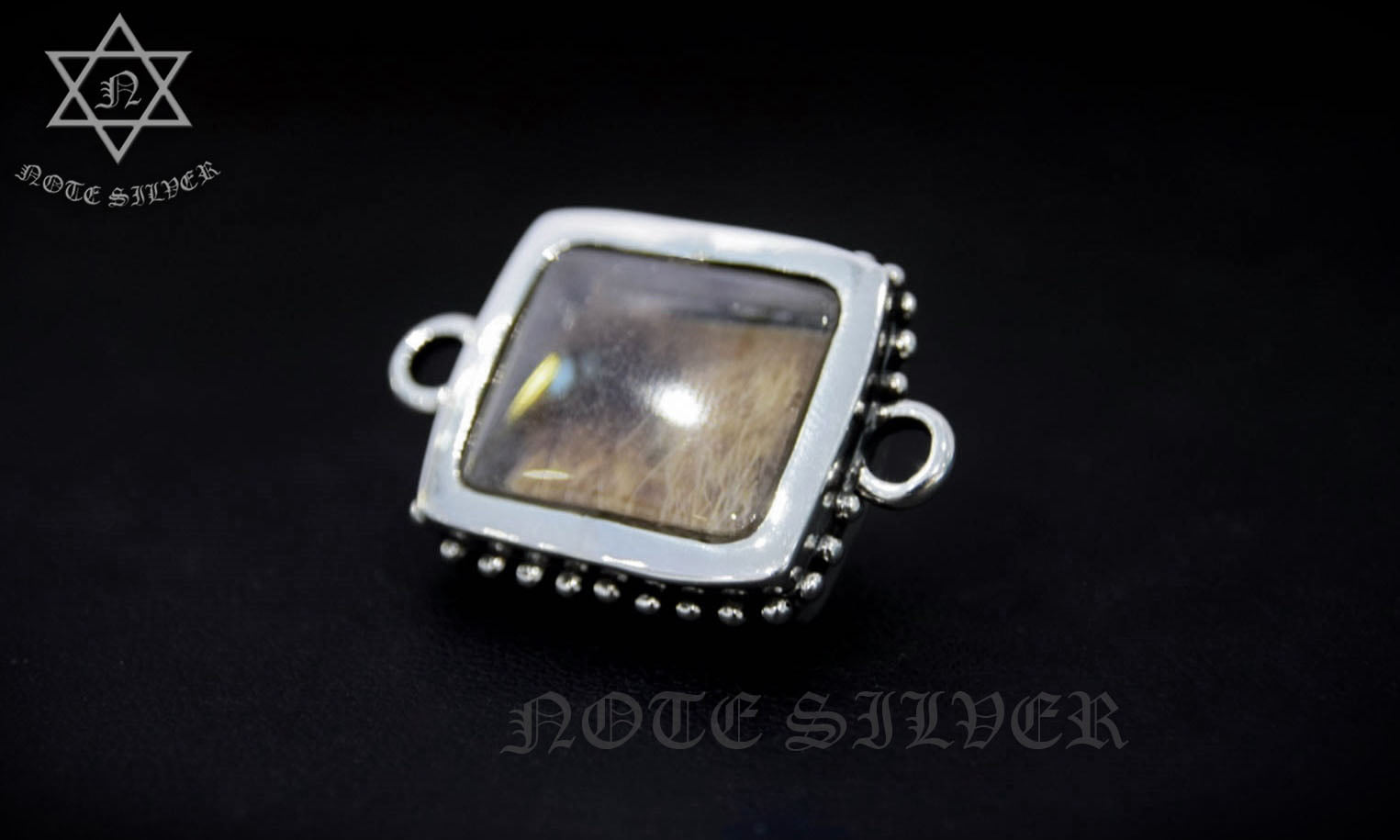 กรอบพระไข่ปลา ทรงสี่เหลี่ยม Sterling Silver 925 NSSV2720