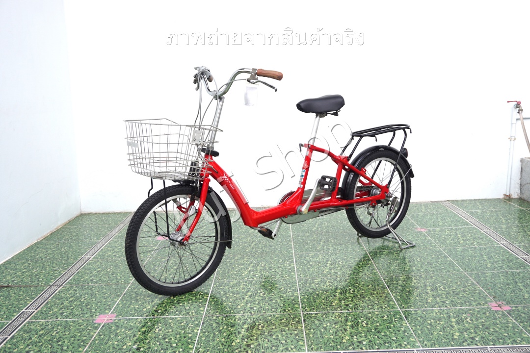 จักรยานแม่บ้าน Cargo ญี่ปุ่น - ล้อ 20x1.75 - เกียร์ดุม 3 สปีด - อลูมิเนียม - ไฟหน้าอัตโนมัติ - Bridgestone Angelina - สีแดง [จักรยานมือสอง]