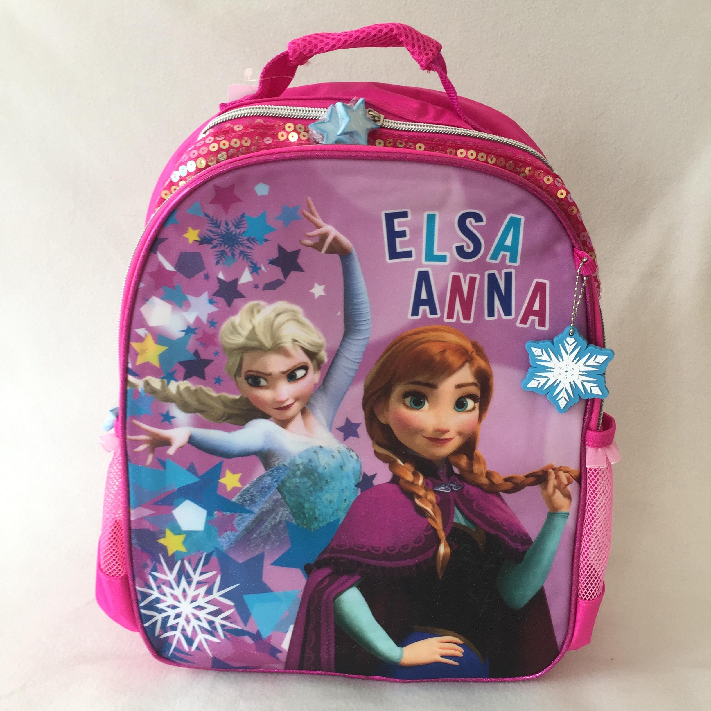 Disney กระเป๋าเป้ 14 นิ้ว โฟรเซ่น แอนนา เอลซ่า Frozen Anna Elsa Snow Queen Backpack กระเป๋าสะพาย กระเป๋านักเรียน กระเป๋าเด็ก ชมพู 14 นิ้ว