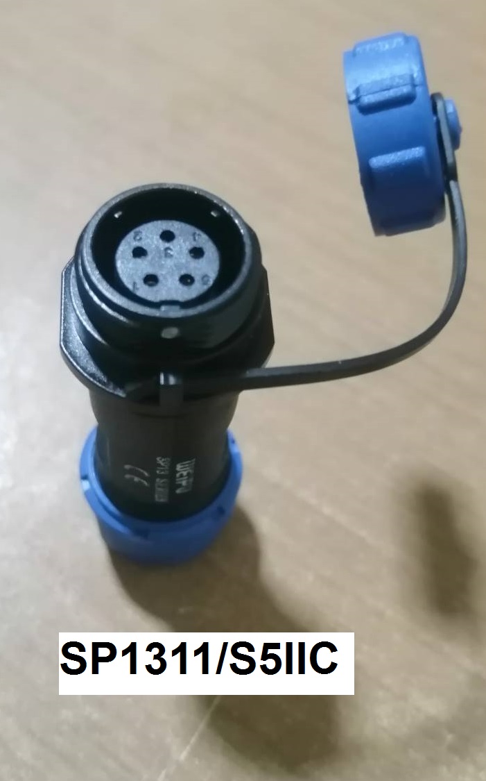"WEIPU" Connector SP1311/S5 IIC 5pole 5A IP68, cable OD.5-8mm, สายไฟ0.75sq.mm ตัวเมียเกลียวในกลางทาง