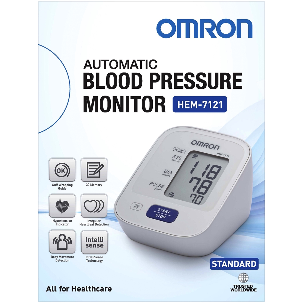 Omron เครื่องวัดความดัน รุ่น HEM-7121 (แถม Adapter ฟรี) รับประกัน 5 ปี
