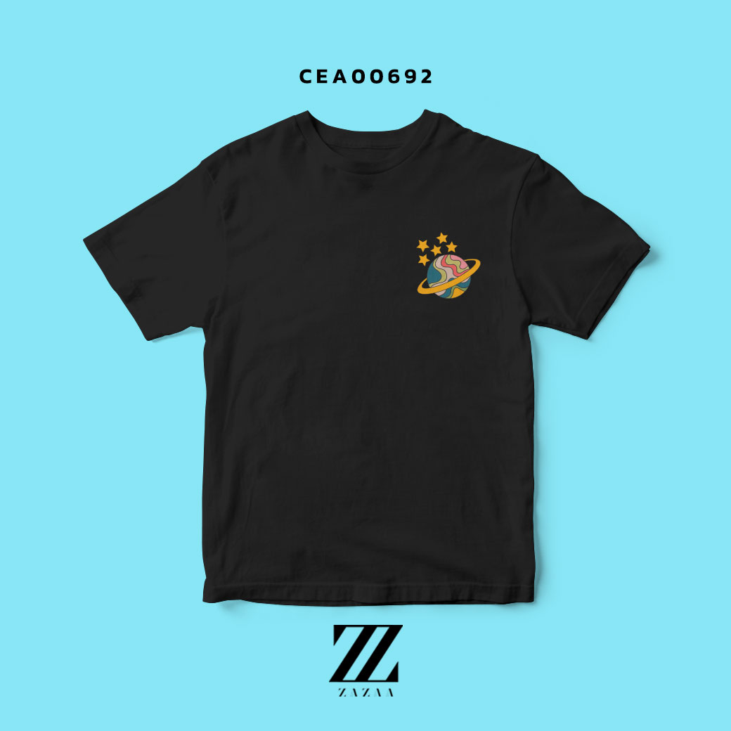 เสื้อยืด พิมพ์ลาย Star Saturn สีดำ รหัส CEA00692 #ZAZAA