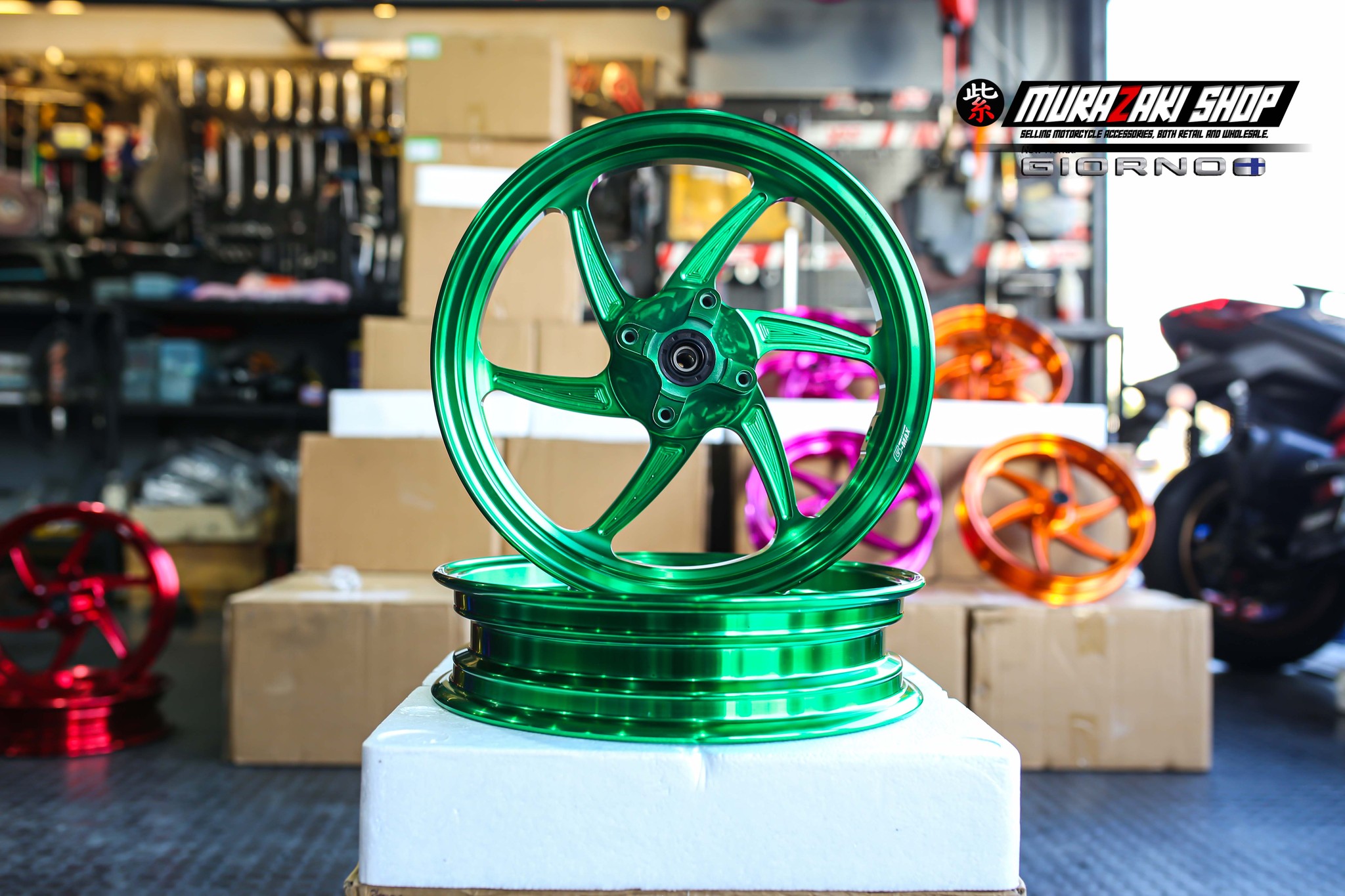 ล้อแม็ก G-MAX RACING GIORNO+ ABS/CBS (ขอบ12) GTR THAILAND แดง - ทอง - เขียว - น้ำเงิน - ส้ม - ม่วง - ชมพู ราคา 7,900 บาท/คู่