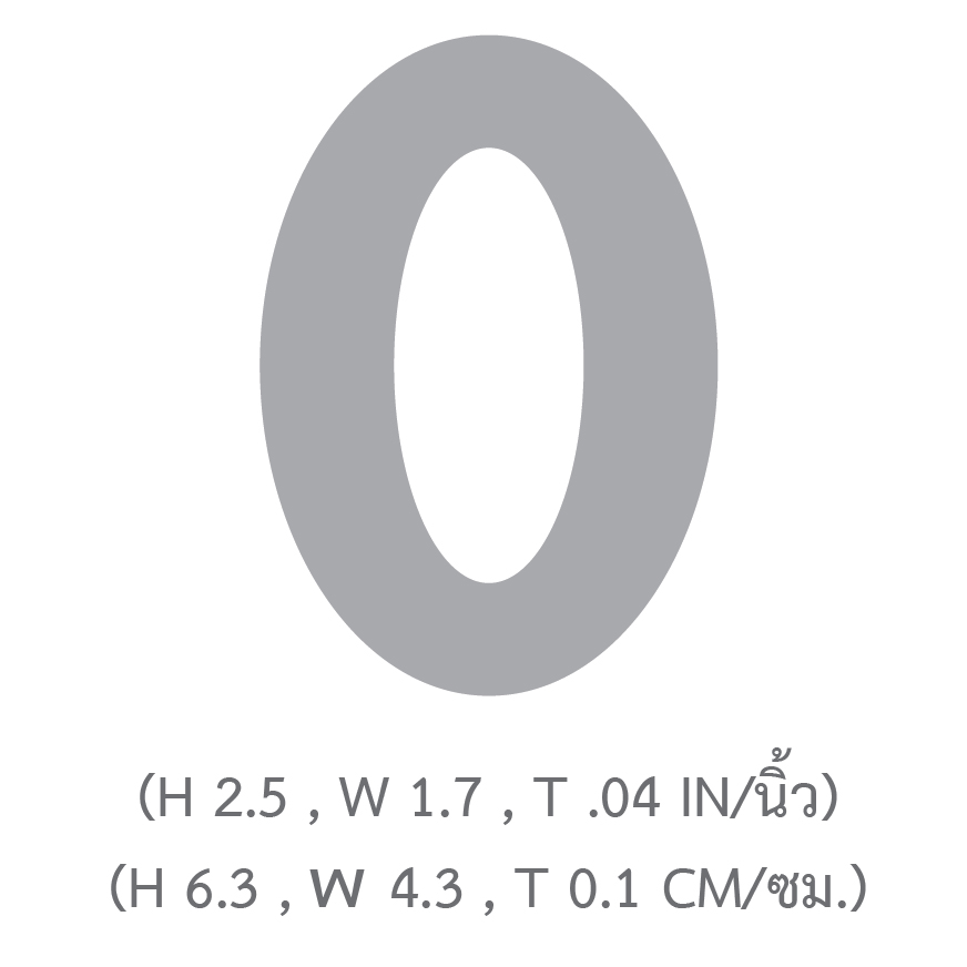 ขนาดแผ่นตัวเลขพลาสติก เลข 0 ขนาด 2.5 นิ้ว TL-200