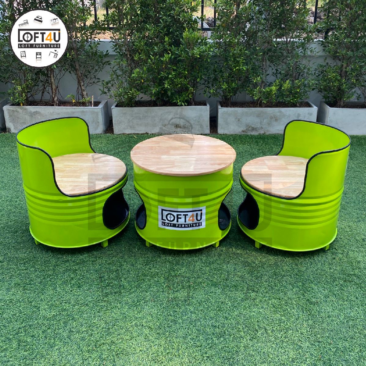 โต๊ะคาเฟ่2ที่นั่ง : Cafe Table Set : wooden cushion / 2 seats