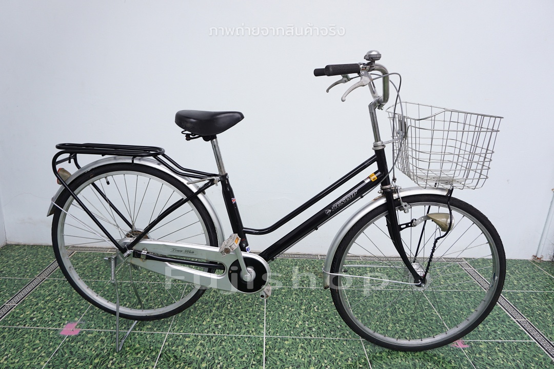 จักรยานแม่บ้านญี่ปุ่น - ล้อ 26 นิ้ว - ไม่มีเกียร์ - ไฟหน้าอัตโนมัติ - Dunlop - สีดำ [จักรยานมือสอง]