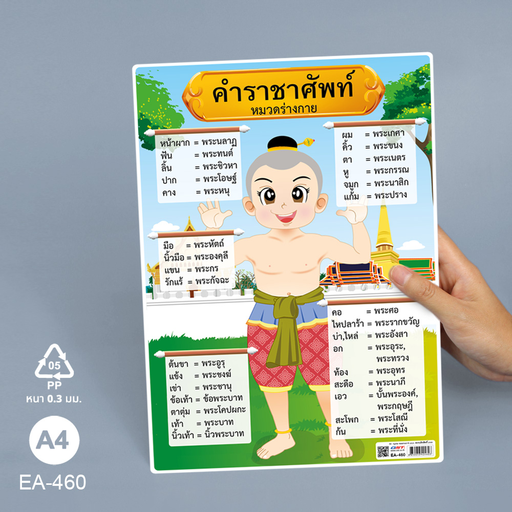 โปสเตอร์พลาสติก ความรู้ วิชาภาษาไทย ขนาดA4 EA-460 คำราชาศัพท์