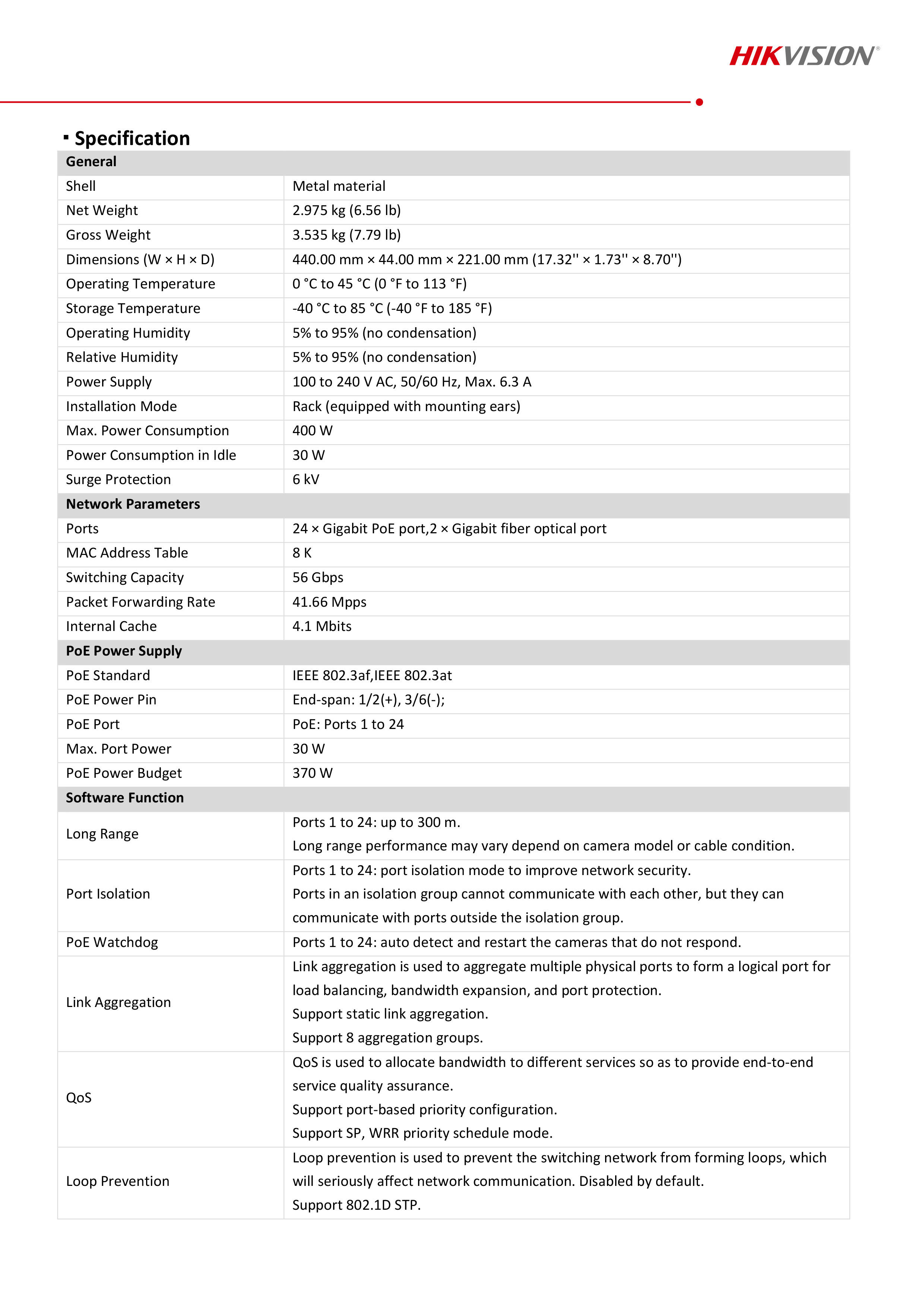 HIKVISION DS-3E1526P-SI : 24 × gigabit PoE ports, and 2 × gigabit fiber optical ports BY BILLIONAIRE SECURETECH DS-3E1526P-SI