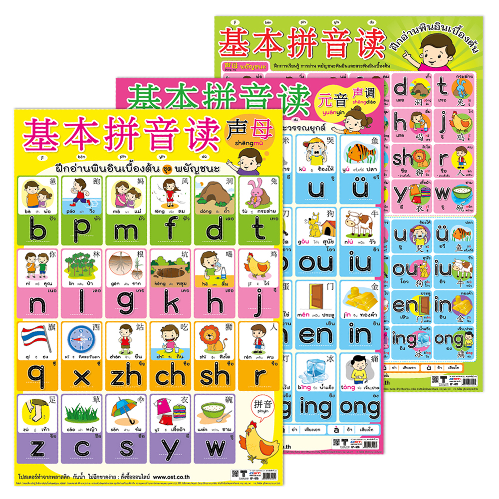 Basic Mandarin Chinese Pinyin Educational Posters