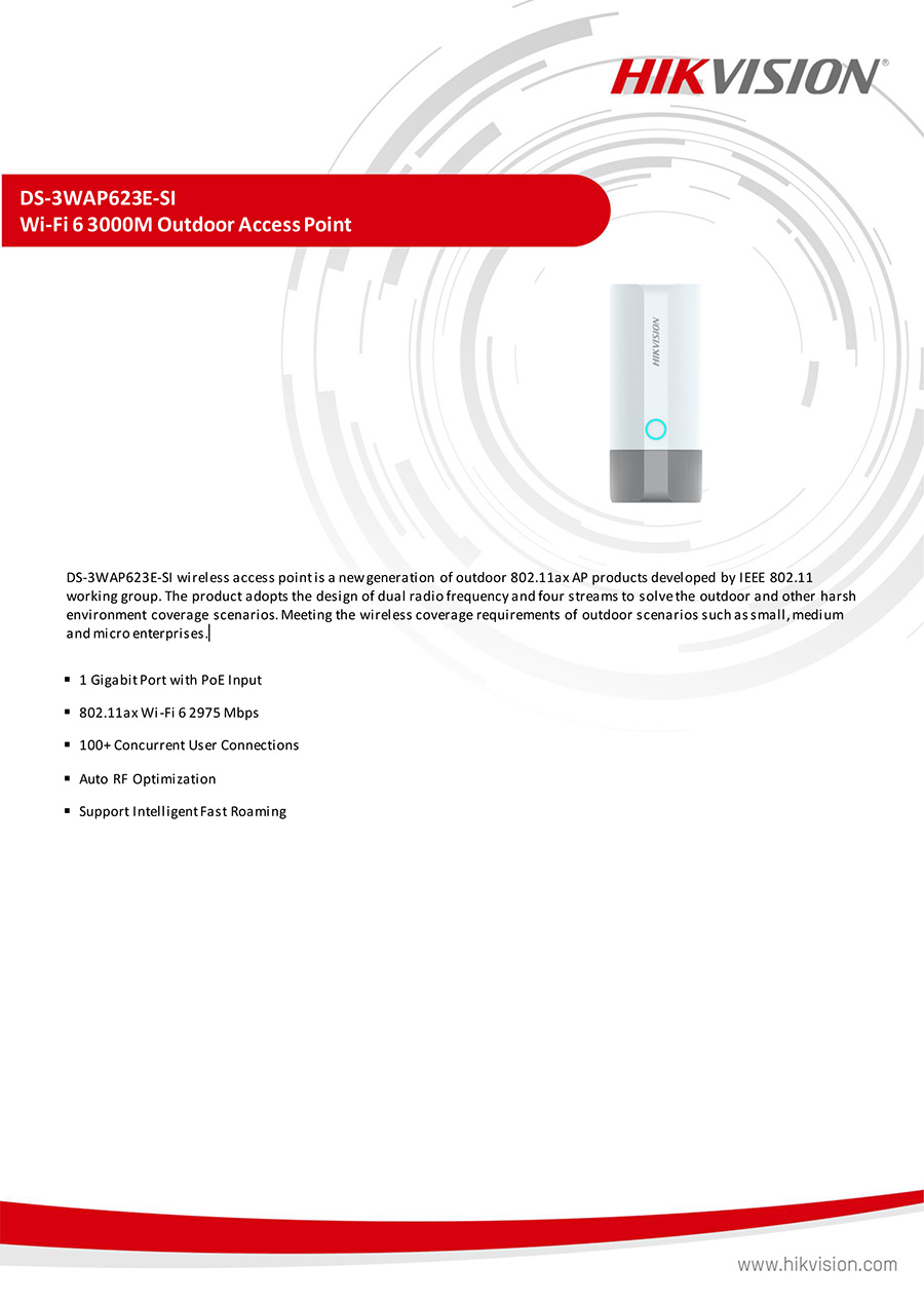 HIKVISION DS-3WAP623E-SI Wi-Fi 6 3000M Outdoor Access Point BY BILLIONAIRE SECURETECH DS-3WAP623E-SI