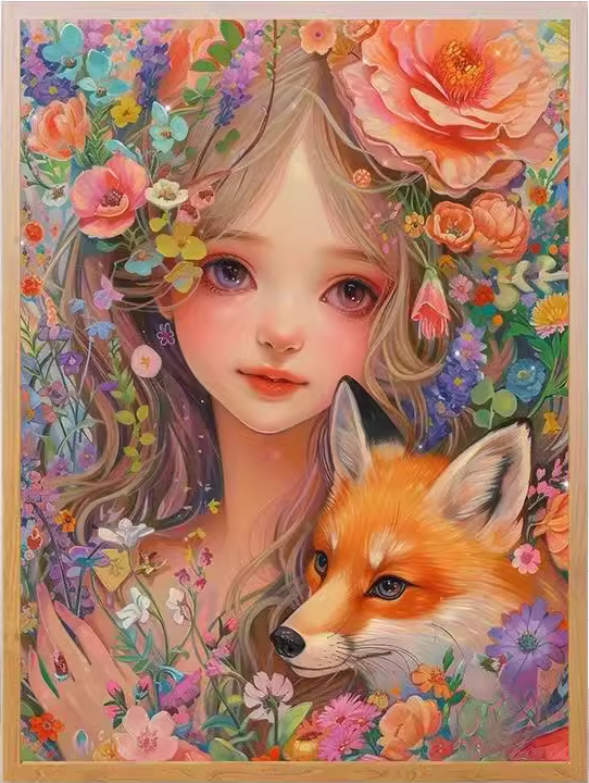 lady-1047 *พร้อมส่ง* ชุดปักครอสติช ลายสาวงามจิ้งจอก (ปักเต็มผืนผ้า ไม่มีเดินเส้น ผ้า9CT พิมพ์ลาย ปัก 4 เส้นเล็ก) ขนาด 65*85 ซม.ผ้าครอสติช 9CTพิมพ์ลายปักบนผ้า ไหมคอตตอน 49 สี ผังลาย เข็ม