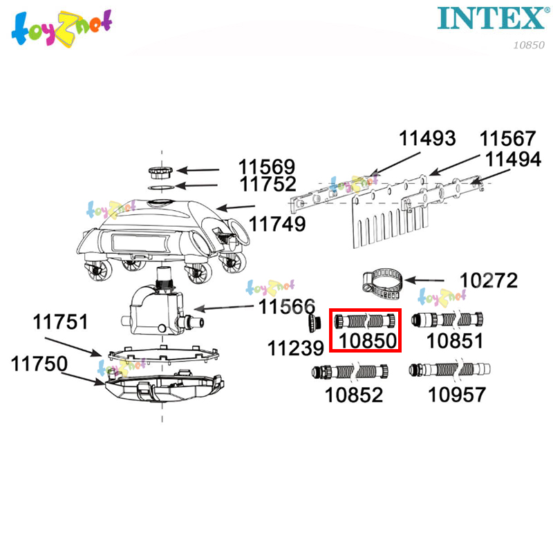 Intex ส่งฟรี สายยางช่วง A ของรถทำความสะอาดใต้น้ำอัตโนมัติ รุ่น 10850