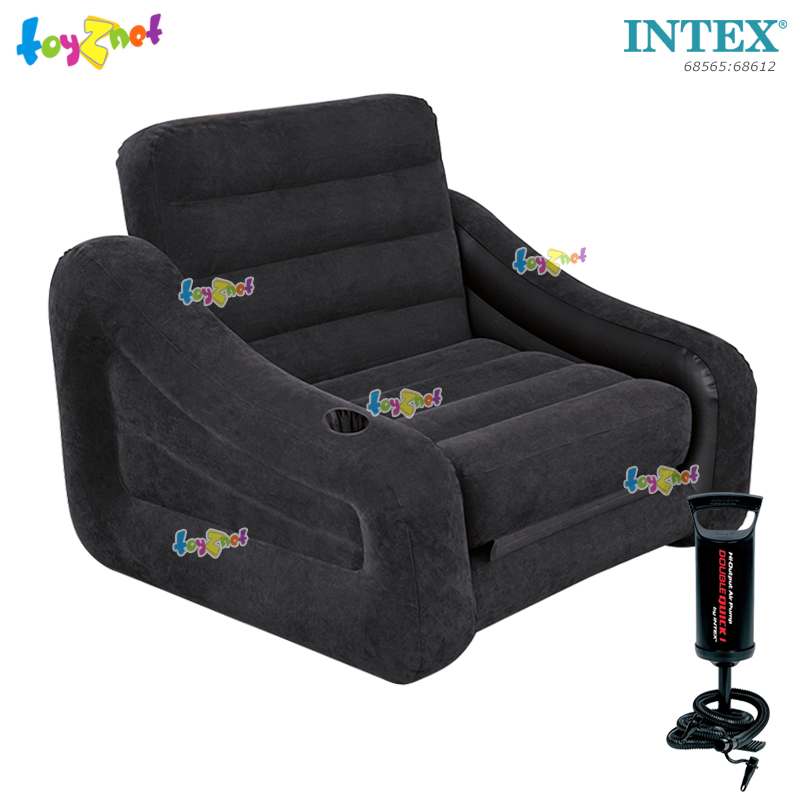 Intex Pull-Out Chair 1.07x2.21x0.66 m Black no.68565 + DQI Air Pump