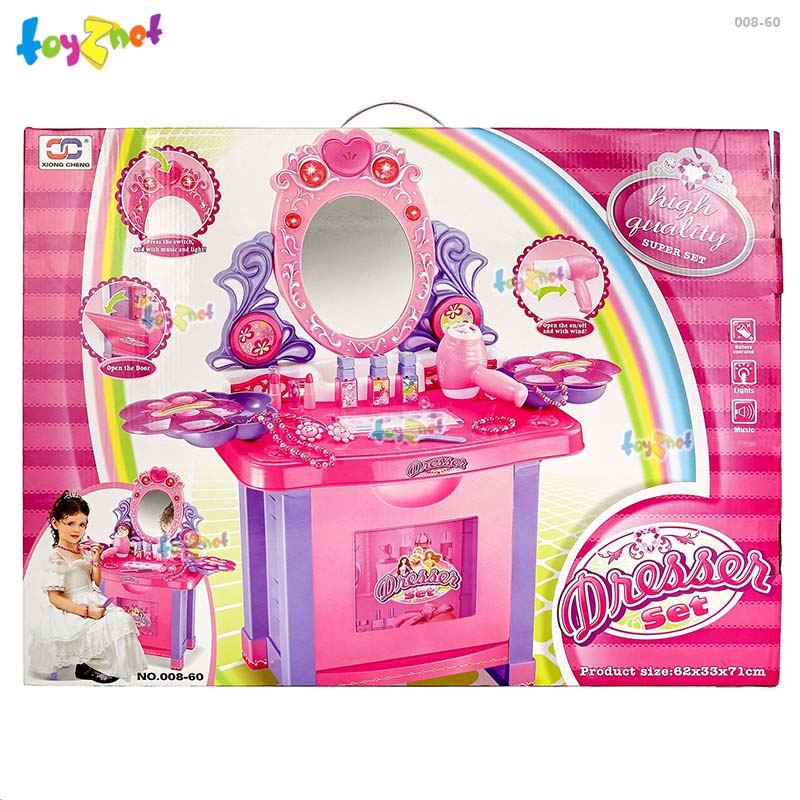 Toyznet ชุดโต๊ะเครื่องแป้งสาวน้อย สีชมพู รุ่น 008-60