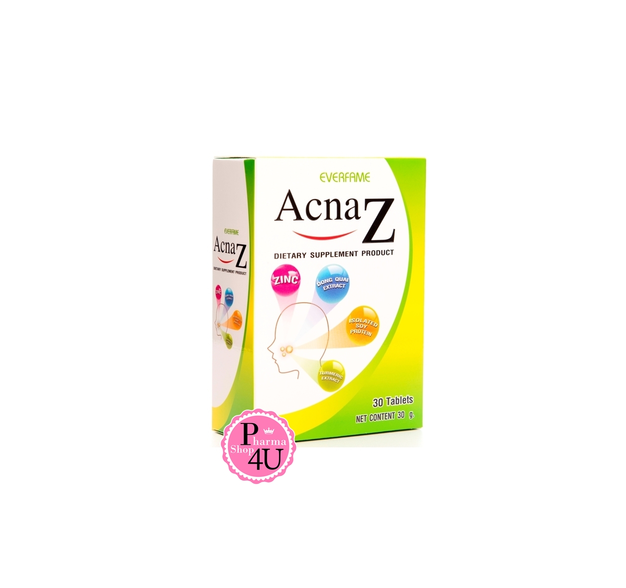 Everfame ACNAZ เอฟเวอร์เฟม แอคน่าซี (ผลิตภัณฑ์เสริมอาหาร) (1กล่อง/30เม็ด)