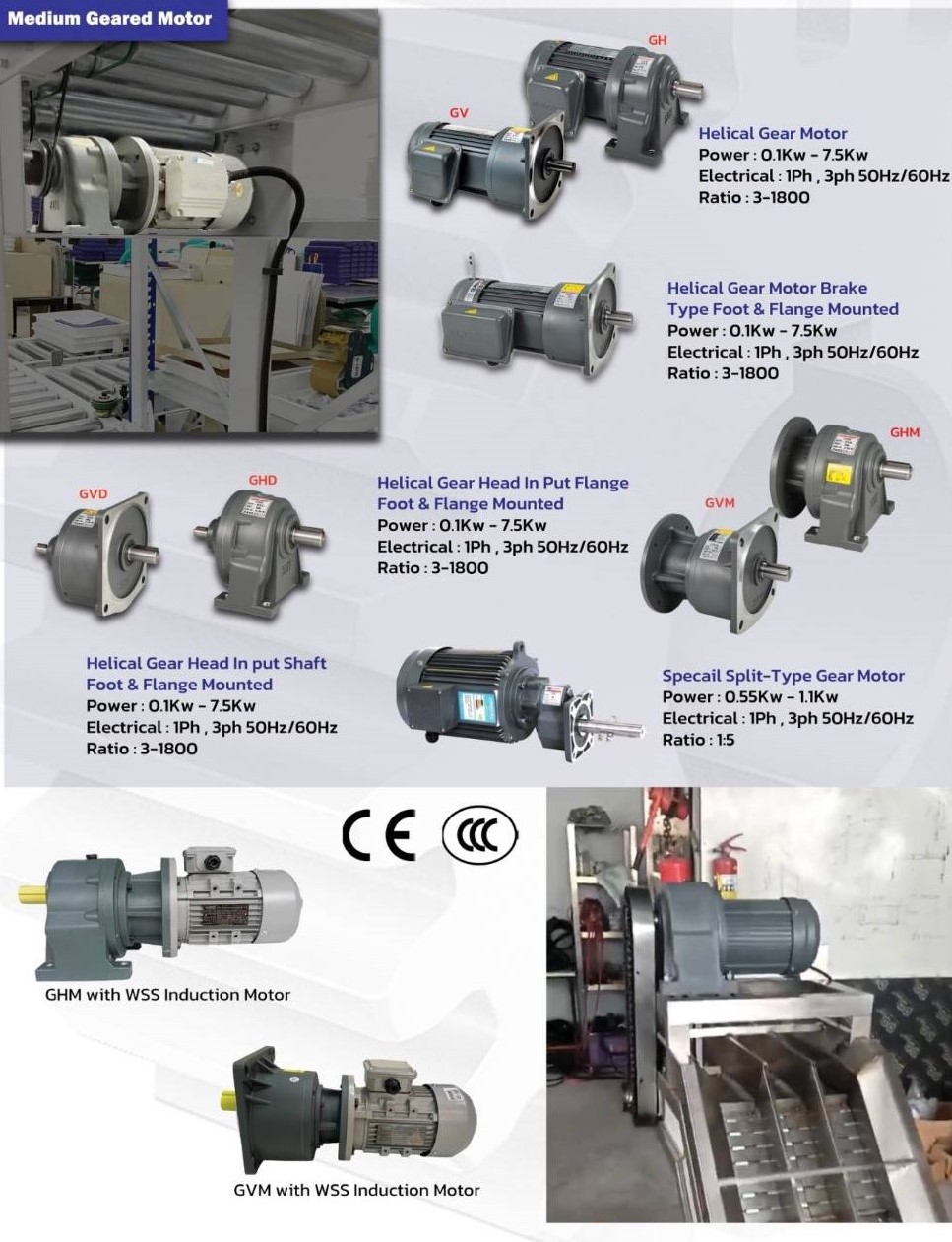 Motor Gear Reducer 0.2KW 1/4HP i30