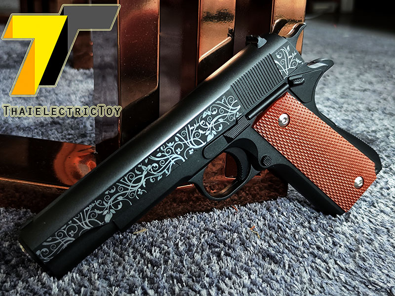 ปืนอัดลมเหล็ก Colt 1911 Limited Edition ชักยิงทีล่ะนัด ลำกล้องยาว 7.5 นิ้ว หนัก 491 กรัม ใช้ลูกกระสุนพลาสติก 6 มิล