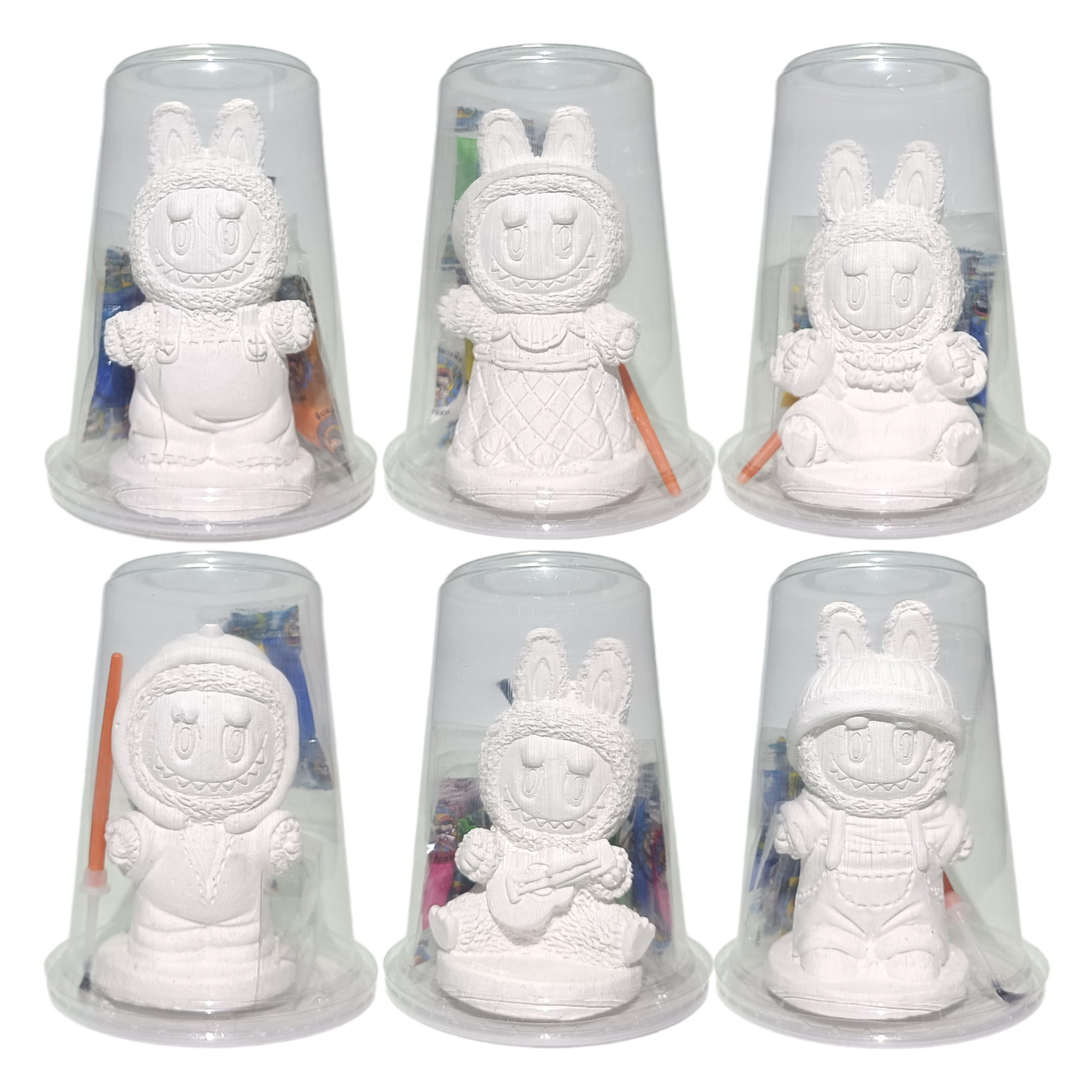 Toy Paint Plaster Labubu Coloring Doll Set ตุ๊กตาปูนปั้นลาบูบู้ระบายสี ปูนปลาสเตอร์ 1 ตัว พร้อมสี+พู่กัน